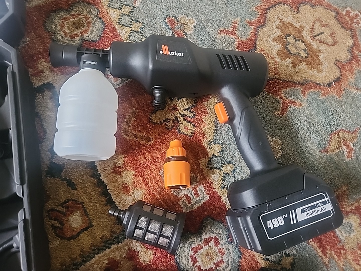 Muzisst Cordless Pressure Washer, 21V Portable Power Washer with 6-in-1 Nozzle,