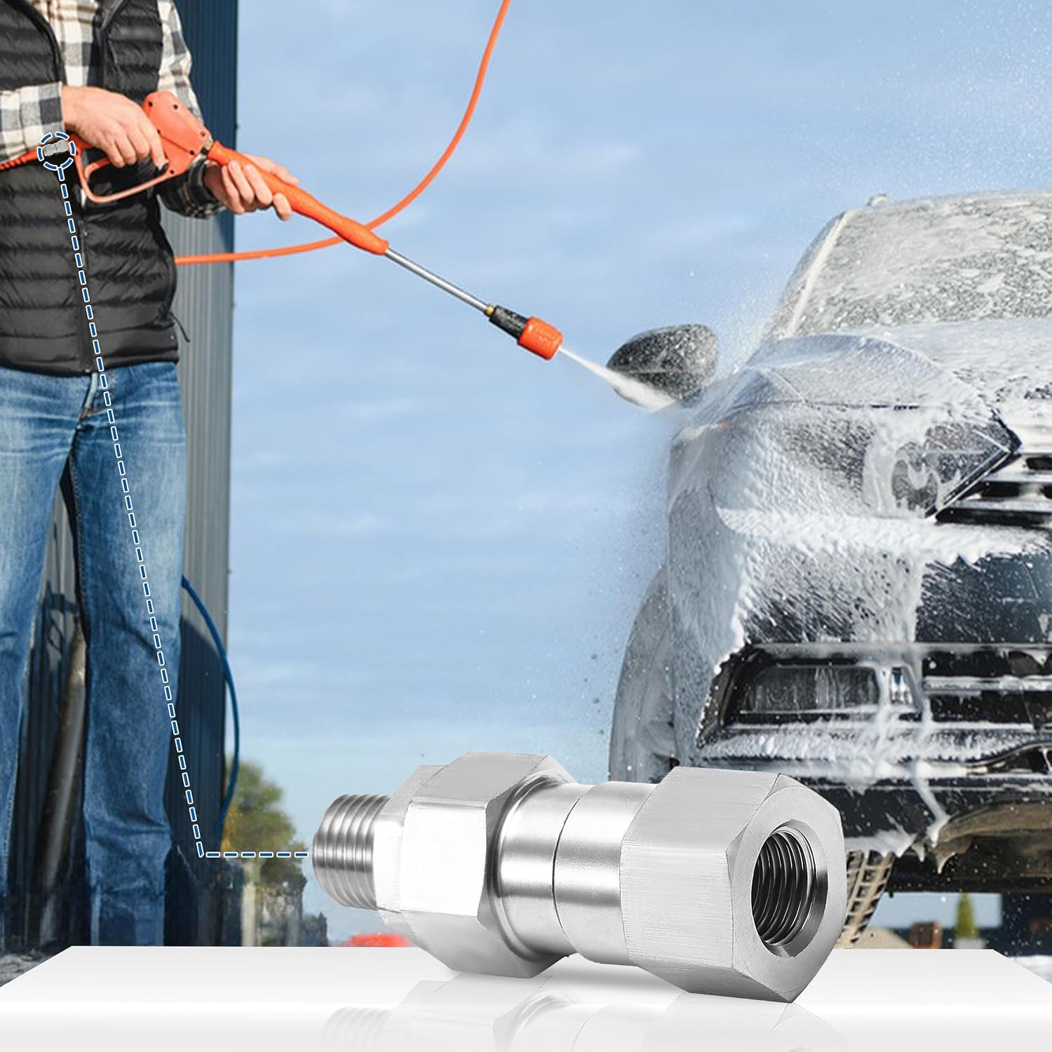 1/4” NPT Pressure Washer Swivel Fitting, 360° Kink-Free Connection | 360° Swivel