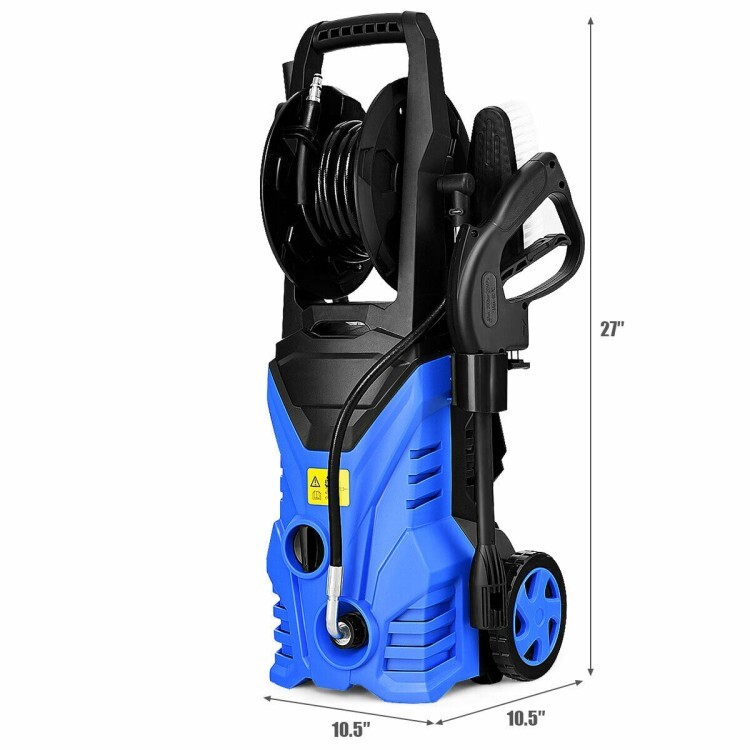 Costway 2030PSI Electric Pressure Washer Cleaner 1.7 GPM 1800W W/ Hose Reel Blue