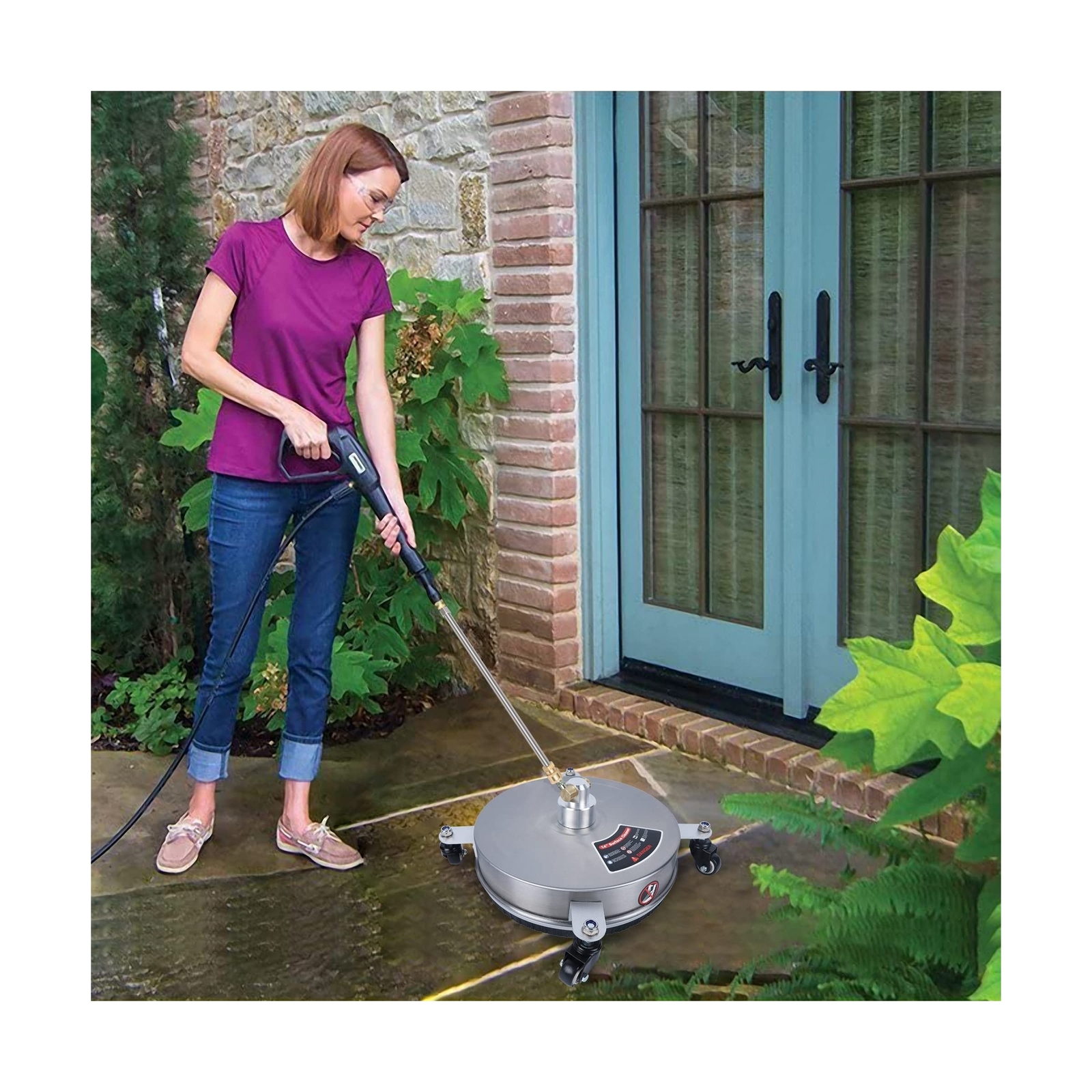 Biswing 14″ Pressure Washer Surface Cleaner with 4 Wheels, Stainless Steel Po…