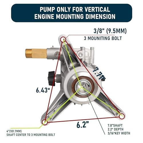 Hourleey Vertical Pressure Washer Pump 3400 PSI 2.5 GPM Replacement