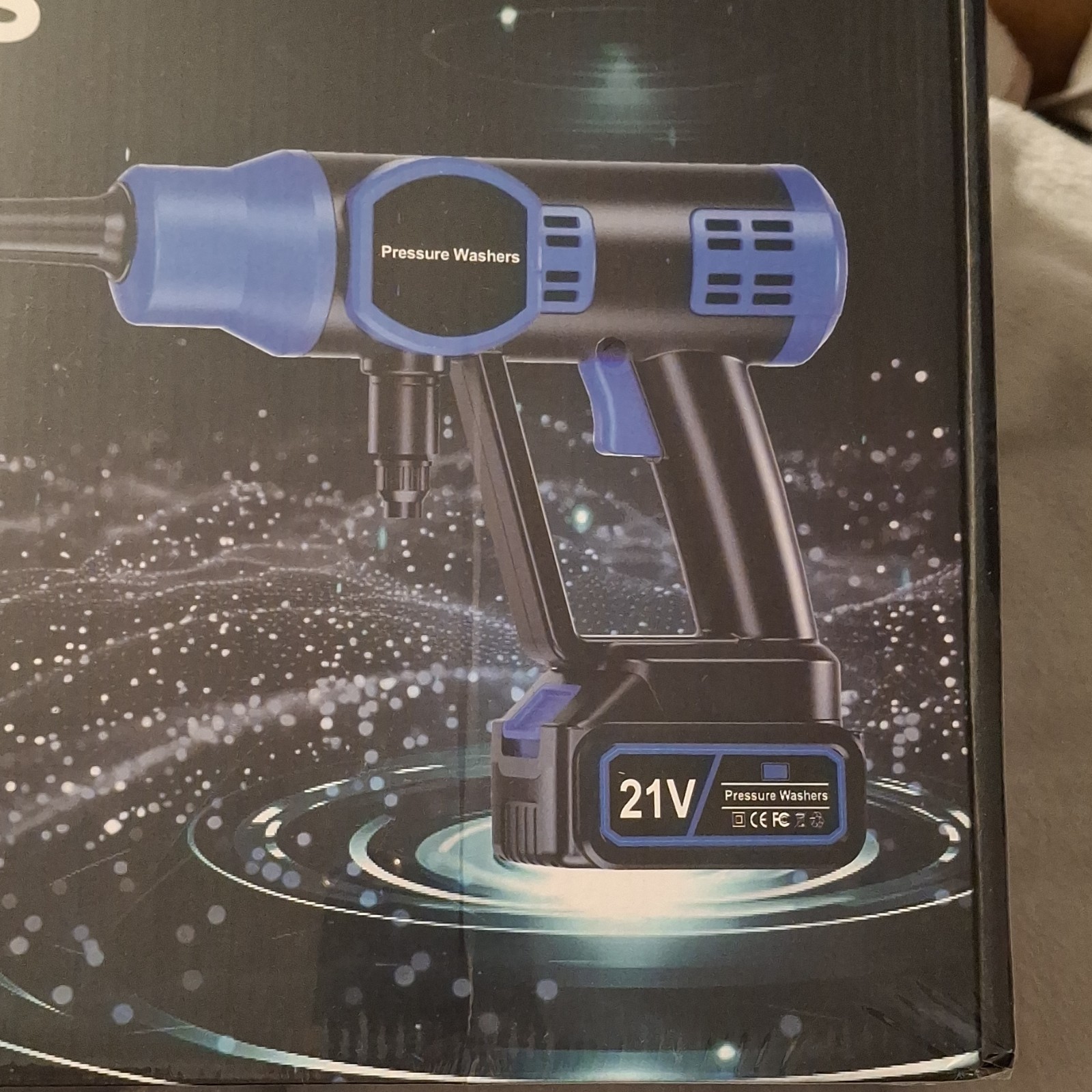Cordless Handheld Battery Cold Water Pressure Washer 21V Black/Blue