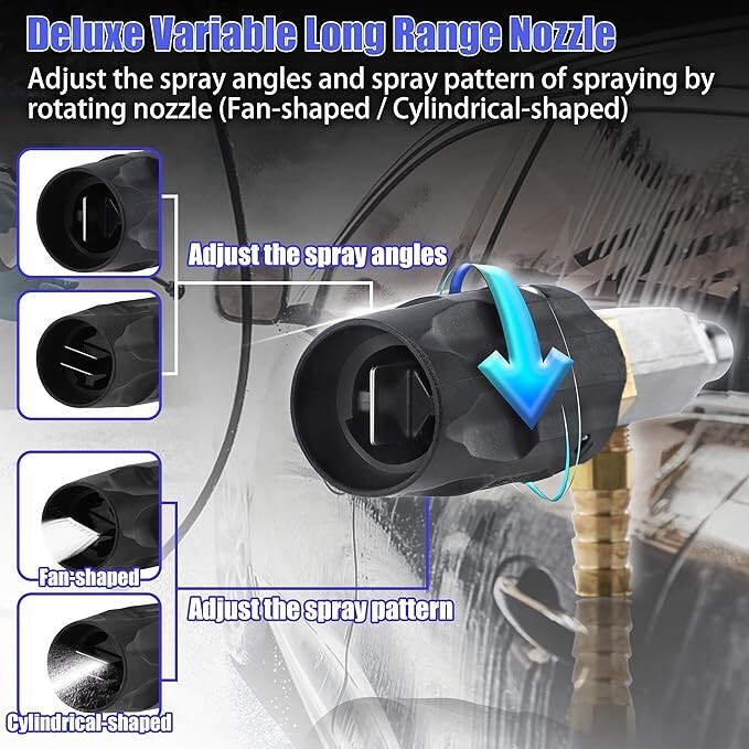 Upgraded Adjustable Pressure Washer Long Range Nozzle Kit.4-4.5 GPM. Spraying…