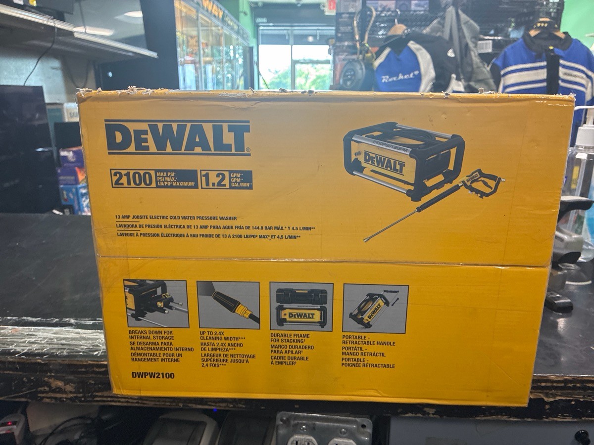 Dewalt DWPW2100 13 Amp Jobsite Pressure Washer 2100 PSI 1.2 GPM OB (HPB030138)