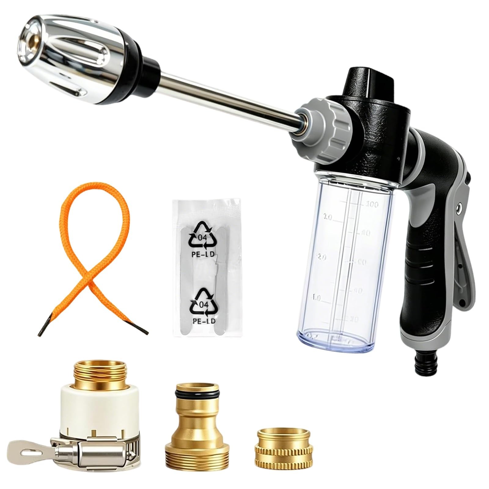 High-Pressure Hose Nozzle with 3 Spray Modes & Foam for Car Washing