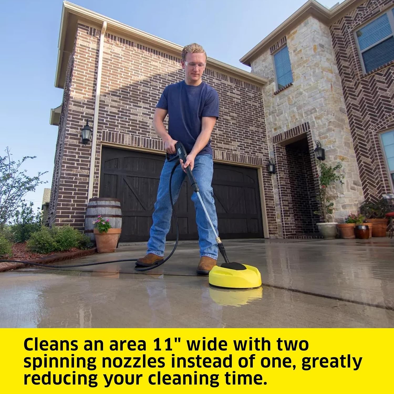 3600PSI 15″ Pressure Washer Surface Cleaner w/ 2 Extension Wand & Quick Connect