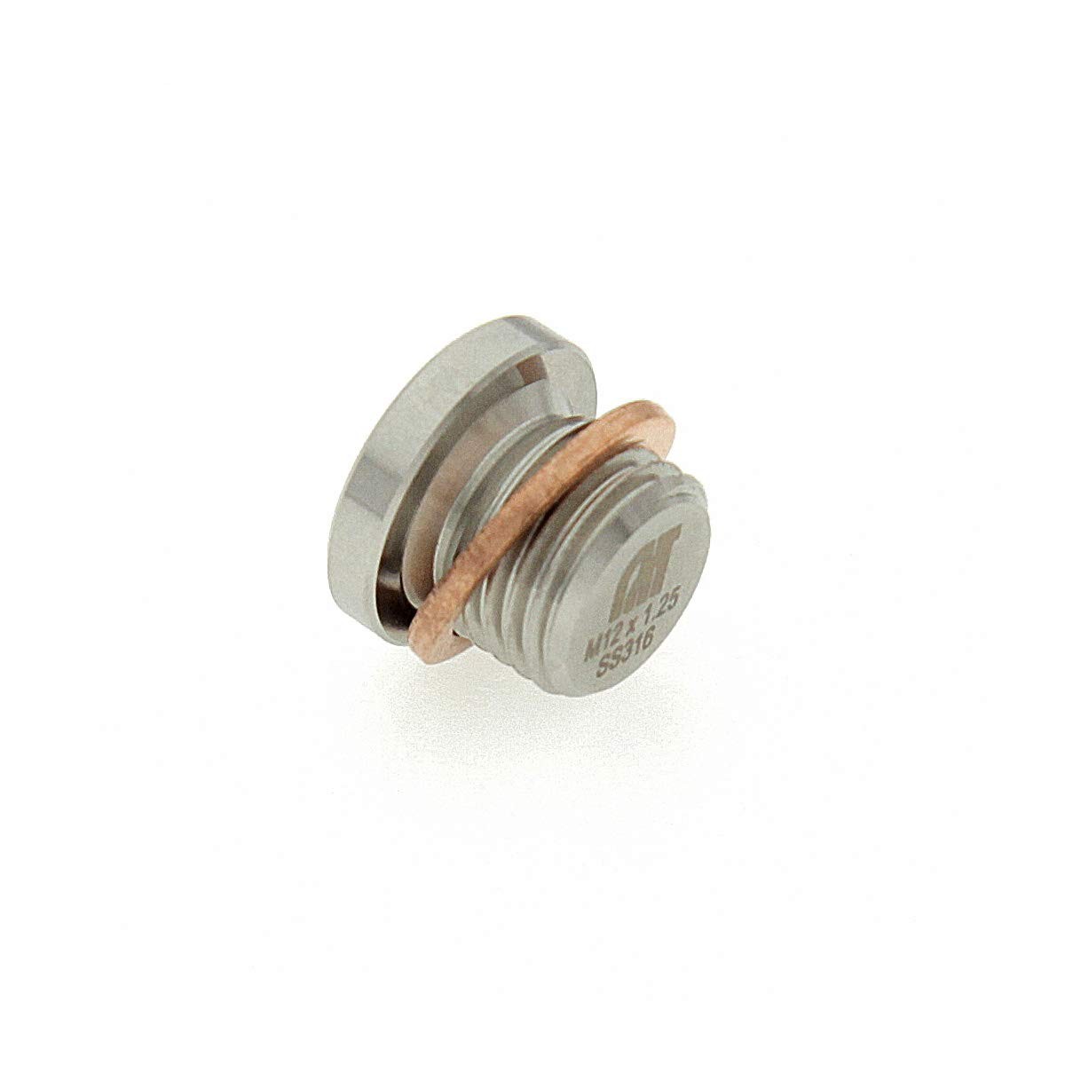M12 x 1.25 Stainless Steel 316 Threaded Plug Fitting with Copper Washer â€“