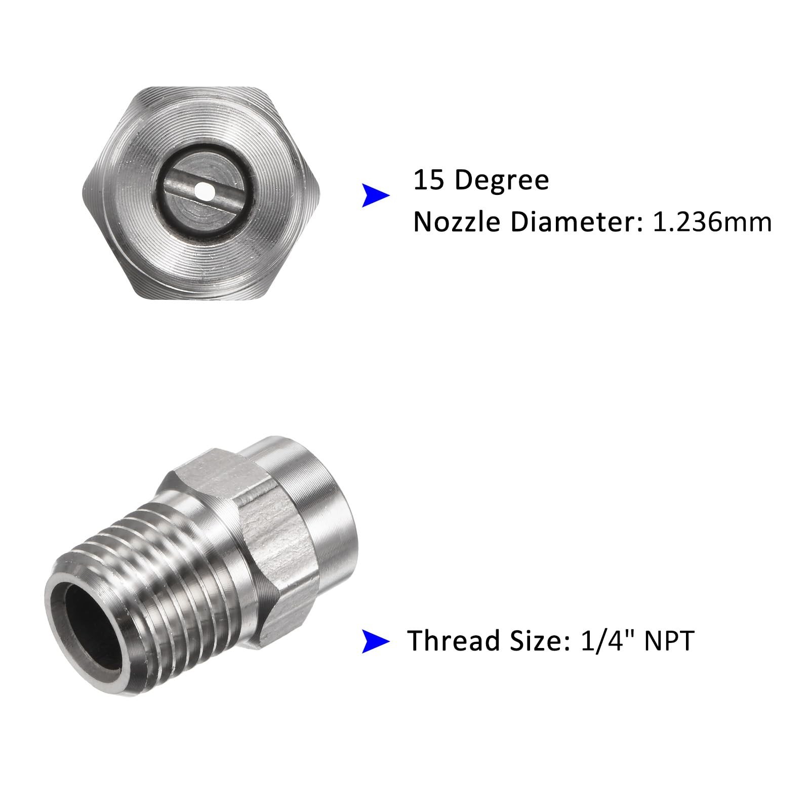 8 Pack 15 Degree Surface Cleaner Nozzles 1/4″ NPT Male 1.236mm Orifice