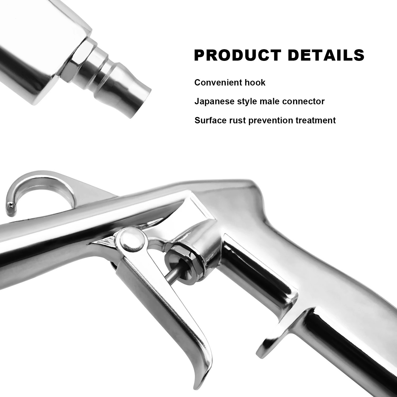 3-in-1 High-Pressure Car Cleaning Gun Tornado Air Blow Tool 360° Rotating 1/4in