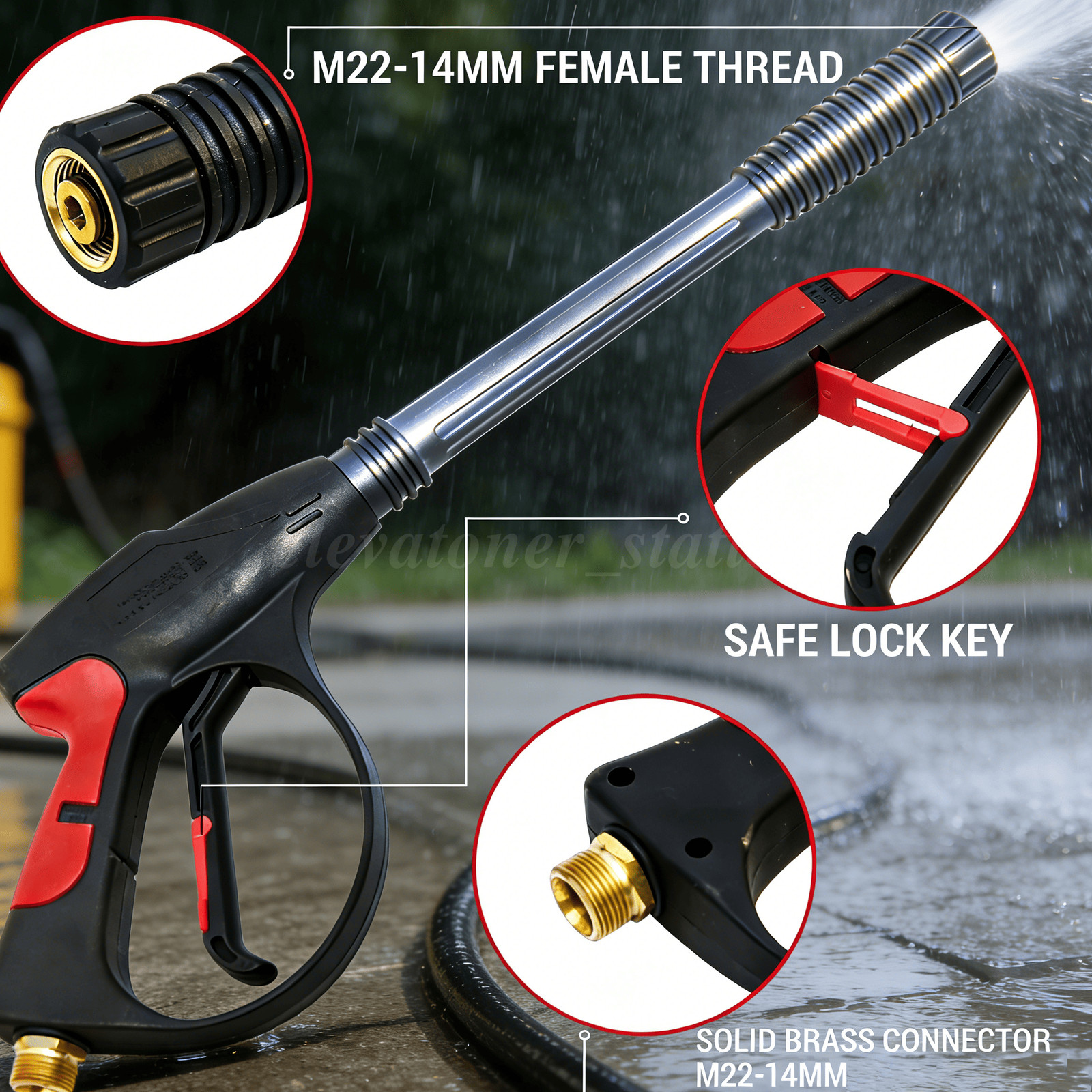 M22 High Pressure Washer Spray Gun Kit Extension Lance Optional 30/50 FT Hose