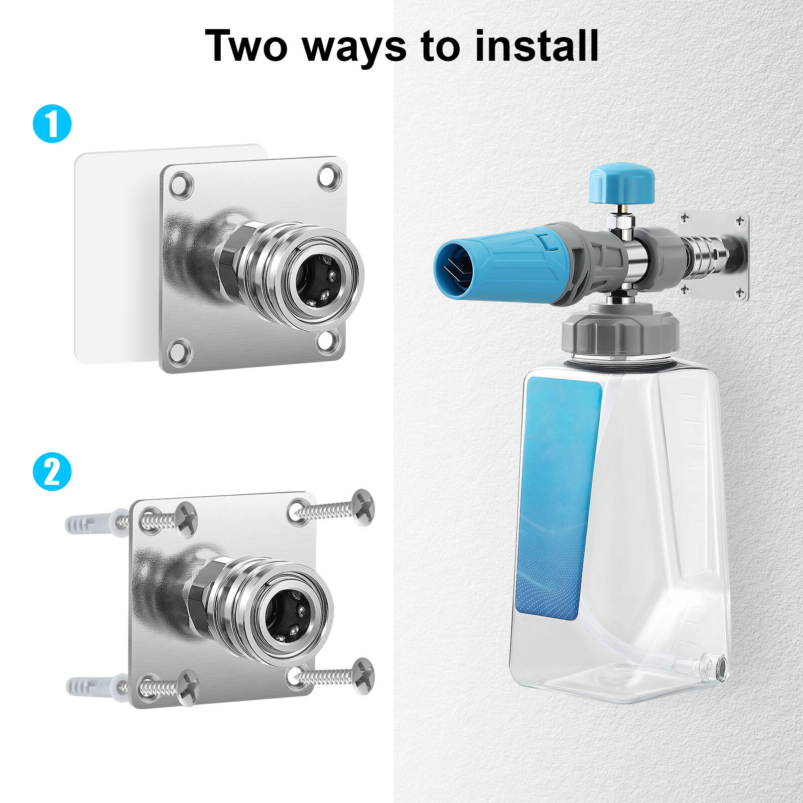 Foam Cannon Wall Holder Stainless Steel 1/4 Quick Connect for Pressure Washer