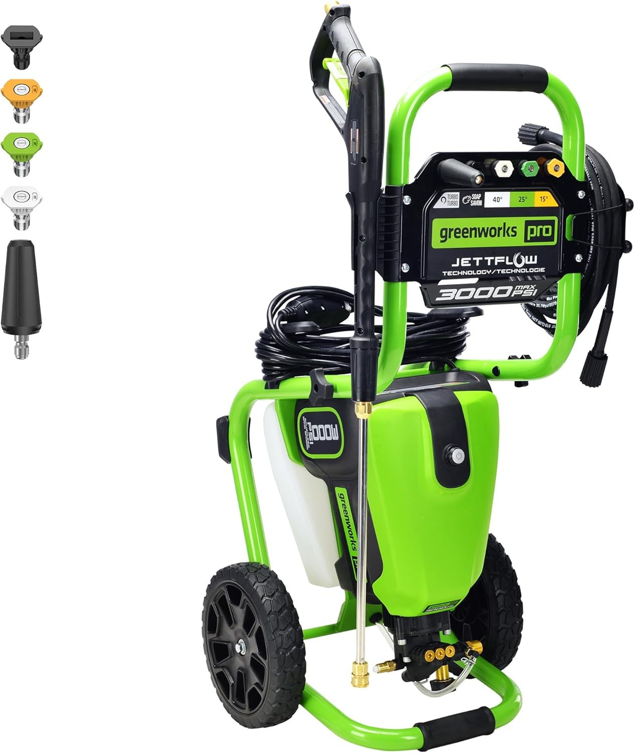 Greenworks Pro 3000 PSI Electric Pressure Washer – 2.0 GPM, 14A Brushless