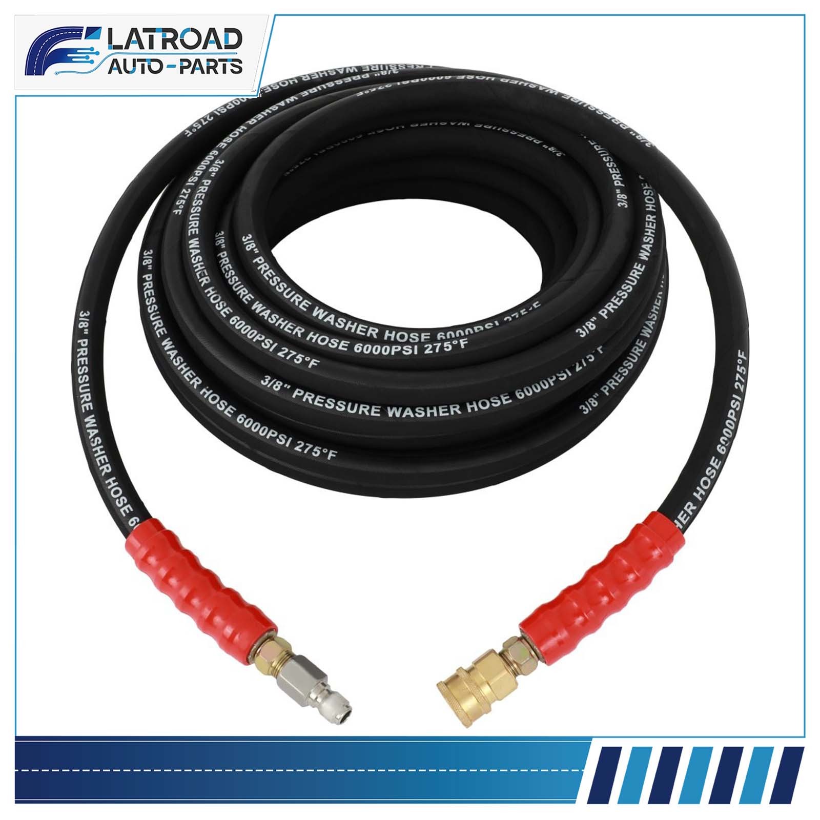 ✅Hot Water Pressure Washer Hose 3/8″ x 50ft 6000psi 2-Braid R2 Black Brand New