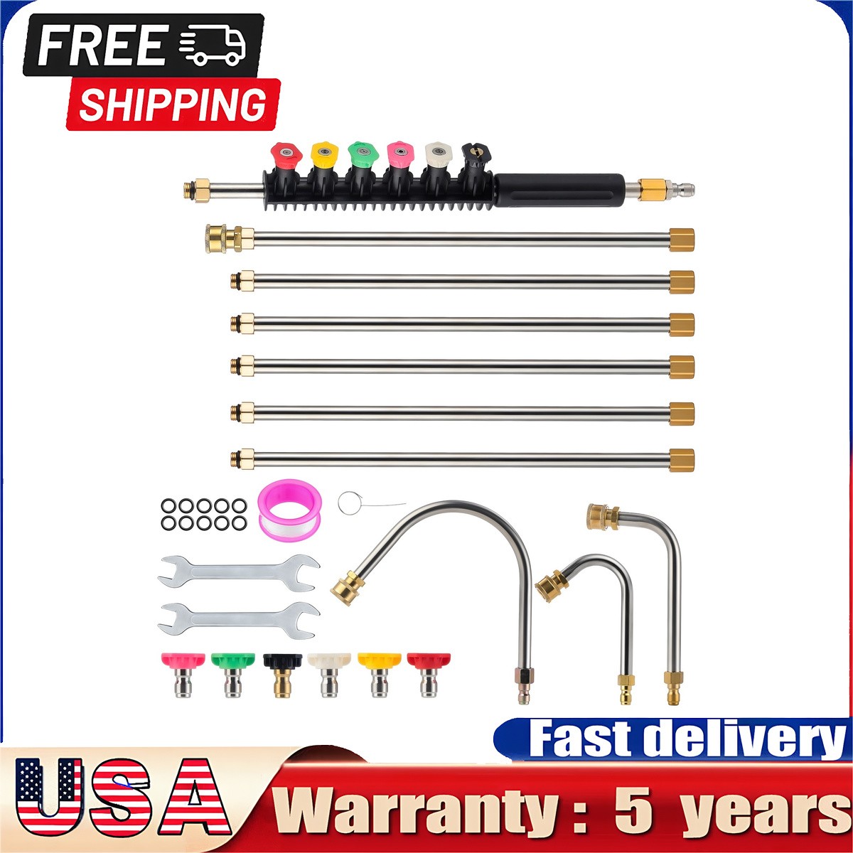 Gutter Cleaning Tool Extension Wand Lance Rod High Pressure Washer Roof Cleaner
