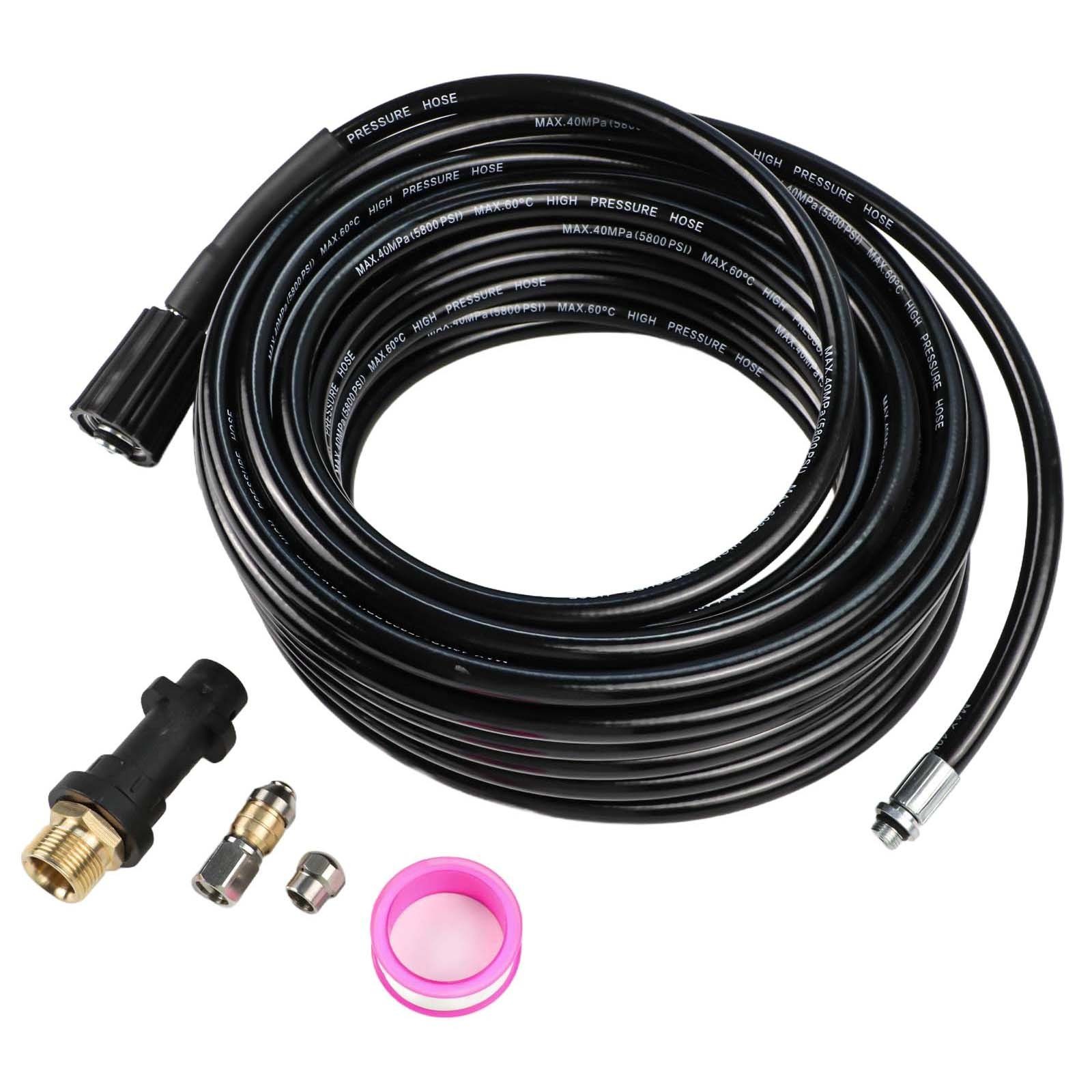 For Karcher-Compatible 15m 20m Hose Set with Adapter 2 Connectors Raw Tape