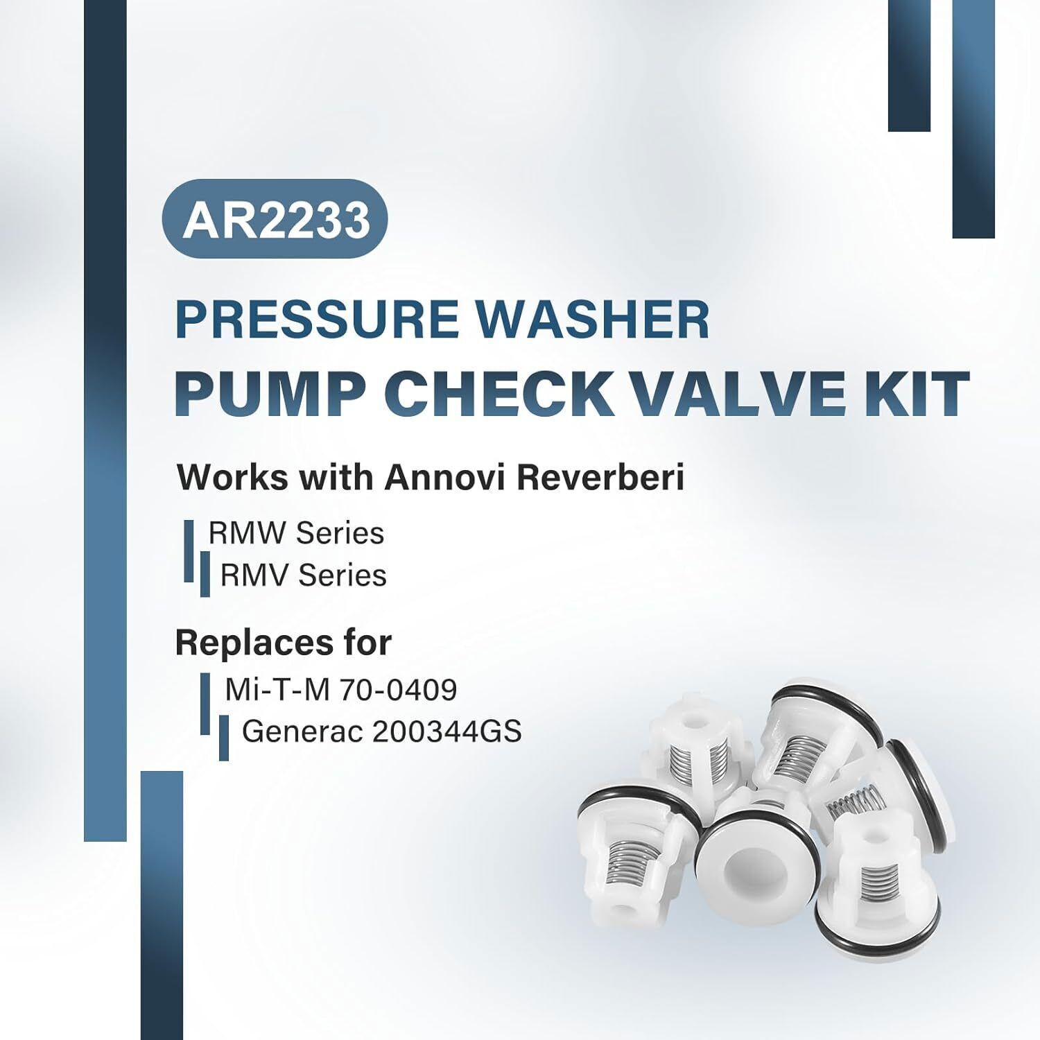 6 Pack Check Valve Kit/ AR2233 Replacement Pressure Washer Pumps Valve Kit