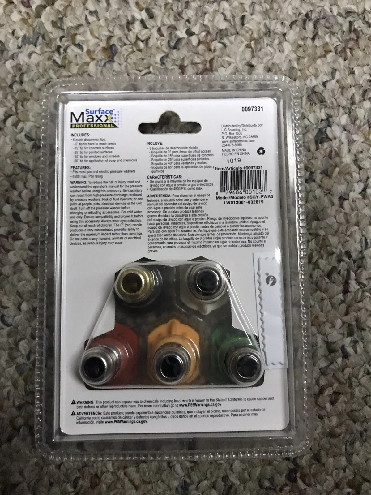 5pack Pressure Washer Surface Maxx Professional Spray Tips