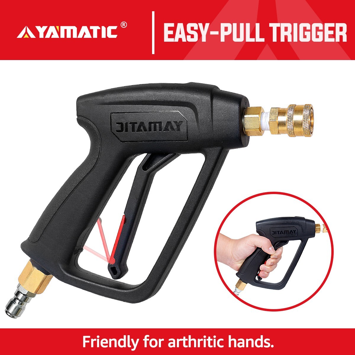 YAMATIC 4000 psi 3/8″Pressure Washer Gun w/ Extension Wands 360° Swivel