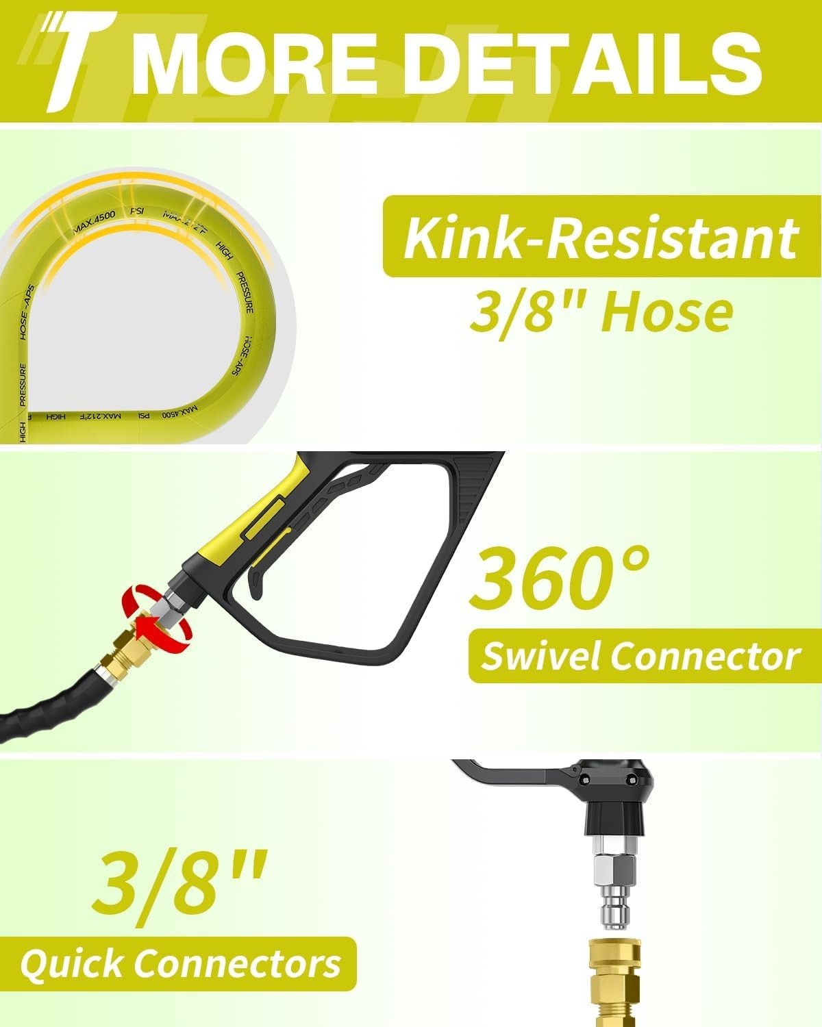 Versatile 200FT Pressure Washer Hose with 4500 PSI & M22 Adapters – All Weather