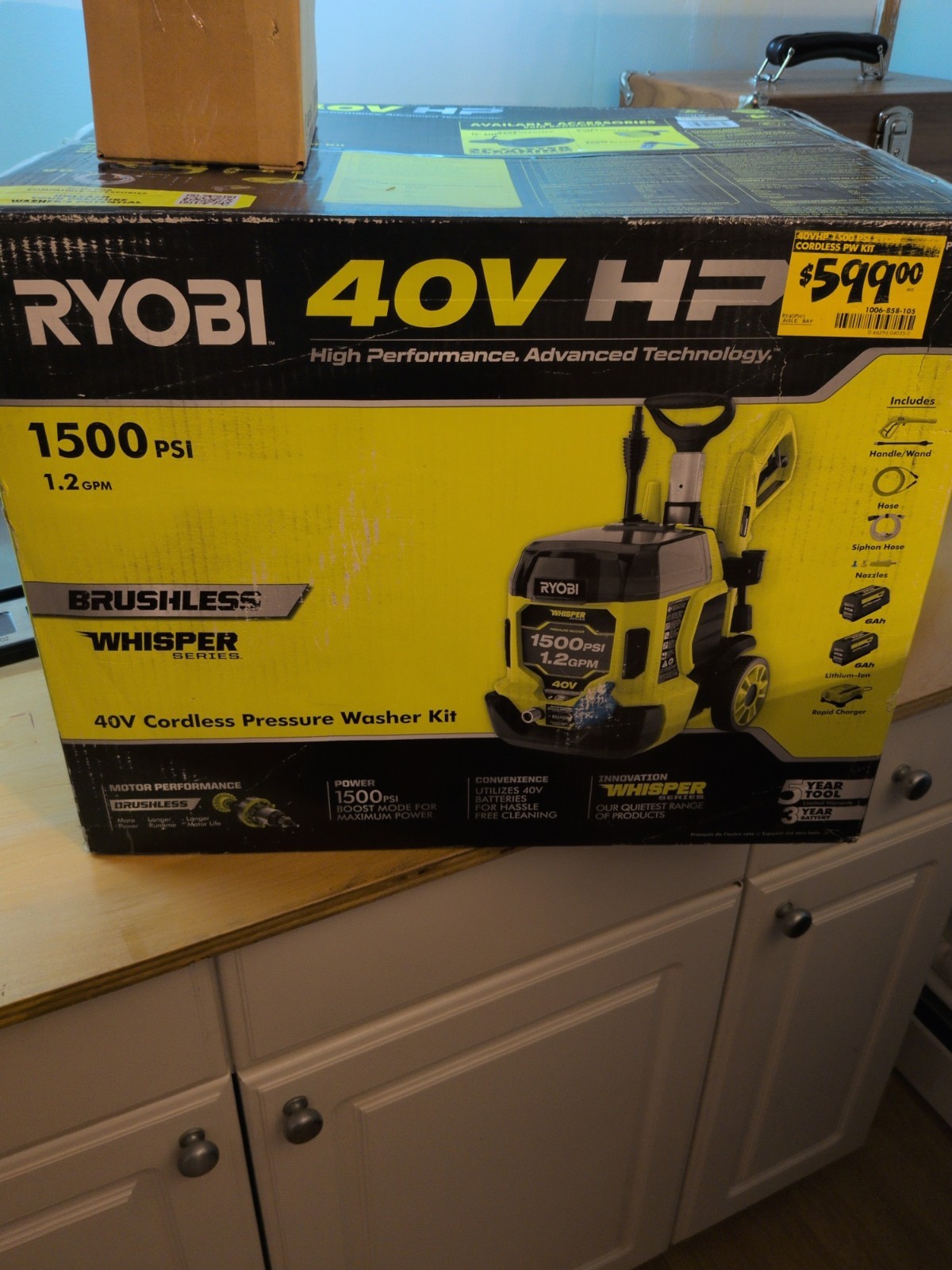 NEW RYOBI 40V HP Brushless Pressure Washer 1500 PSI 1Cold Water Kit 2 Batteries