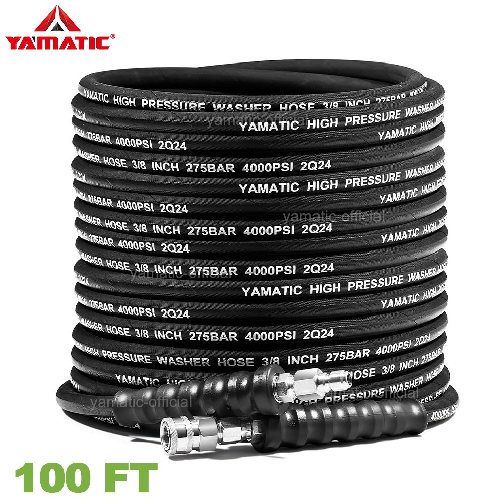 YAMATIC 4000 psi Pressure Washer Hose 3/8″ Flexible Stainless Steel Swivel