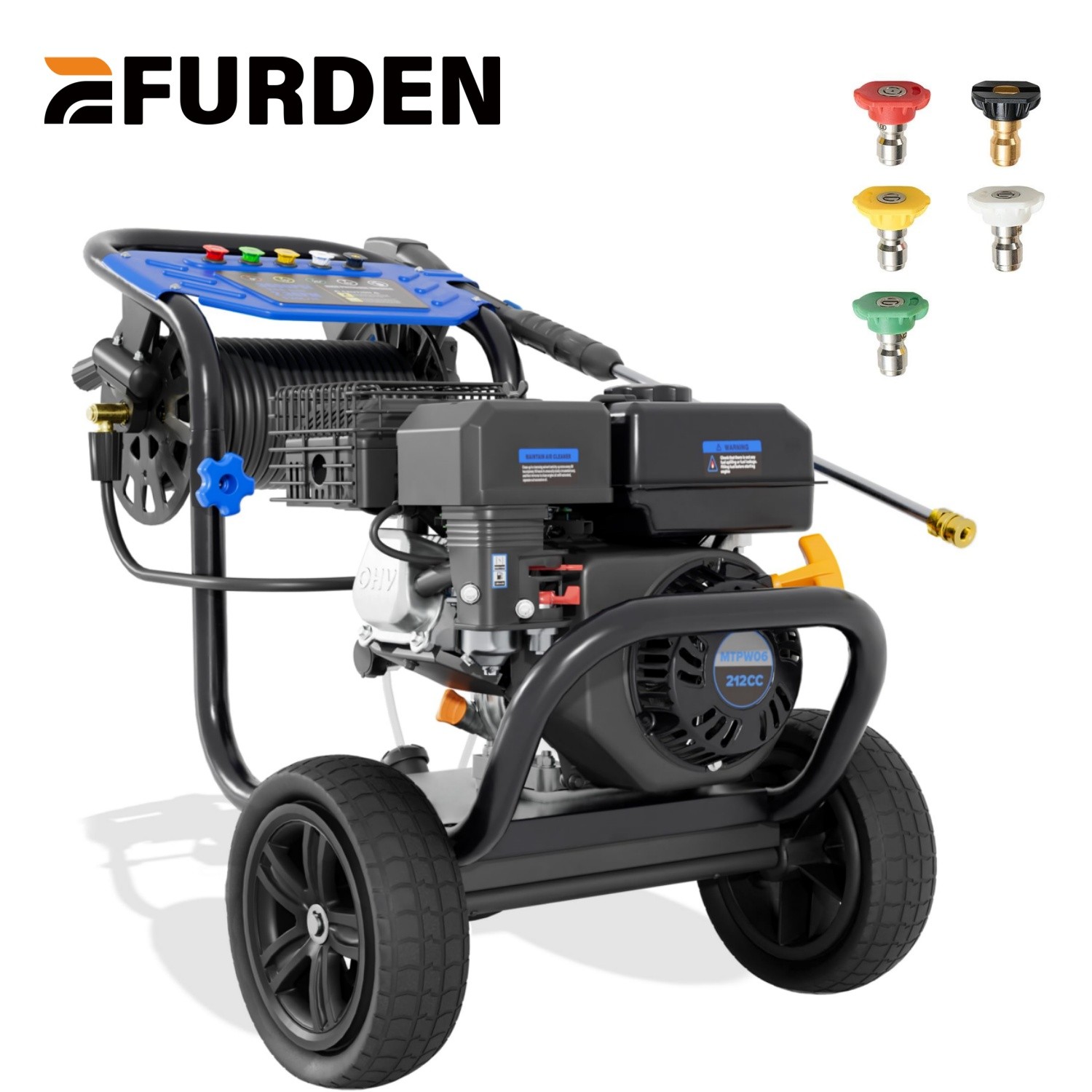 3600 PSI Gasoline Pressure Washer 2.3 GPM with 5 Nozzle&Hose Reel&30Feet Hose