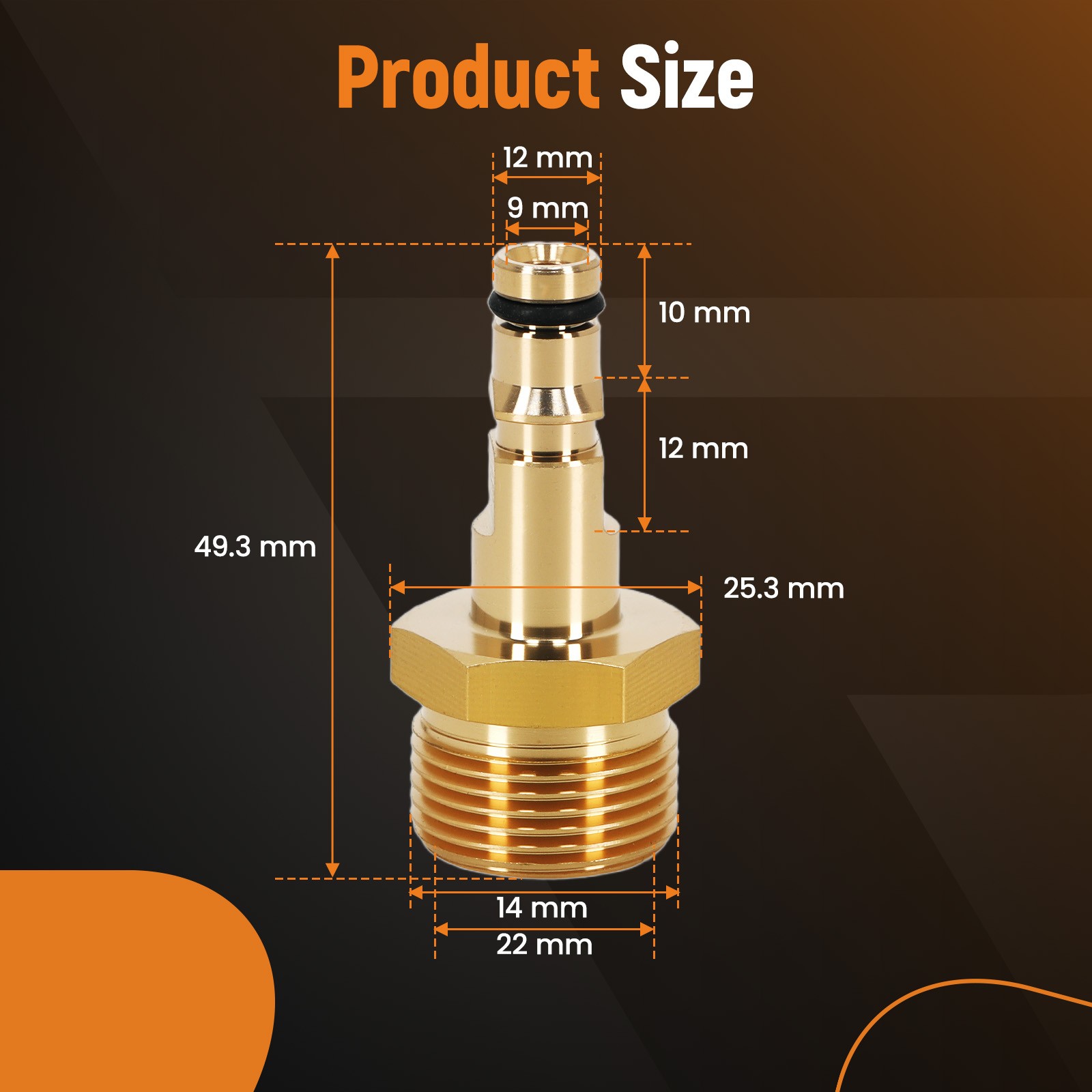 1Pc M22 14mm Adapter Brass Quick Connect for Karcher Pressure Washer Hose
