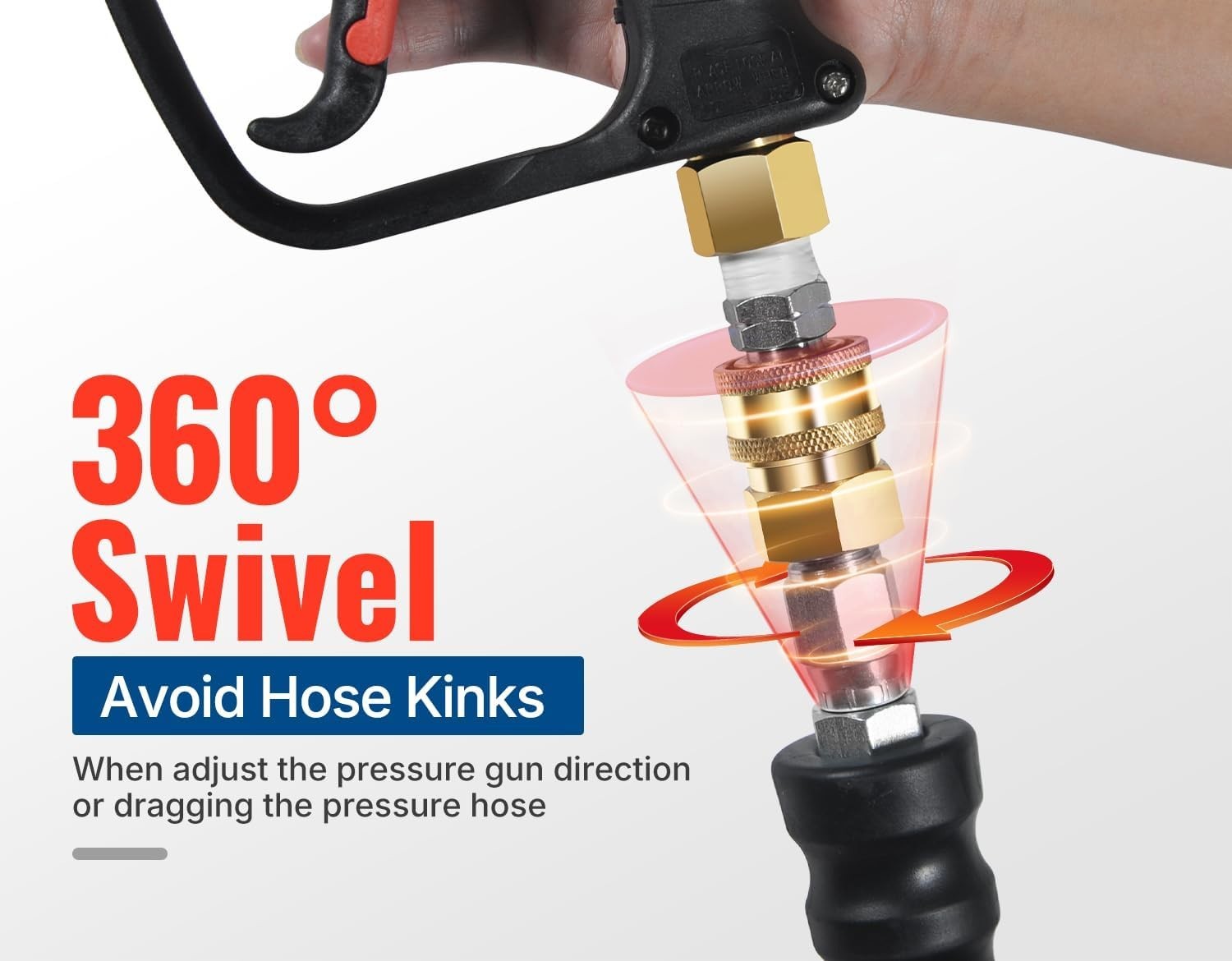 50FT 3/8″ Heavy-Duty Pressure Washer Replacement Hose – Brass & Rubber Design