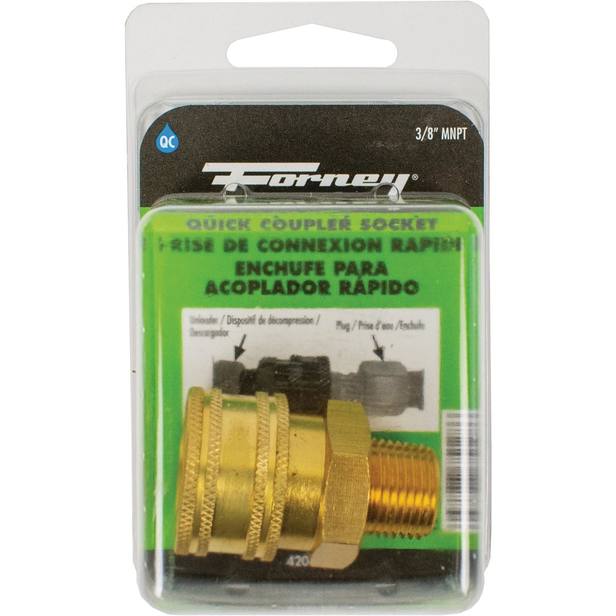 Forney 3/8 In. Male Quick Coupler Pressure Washer Socket 75128 Forney 75128