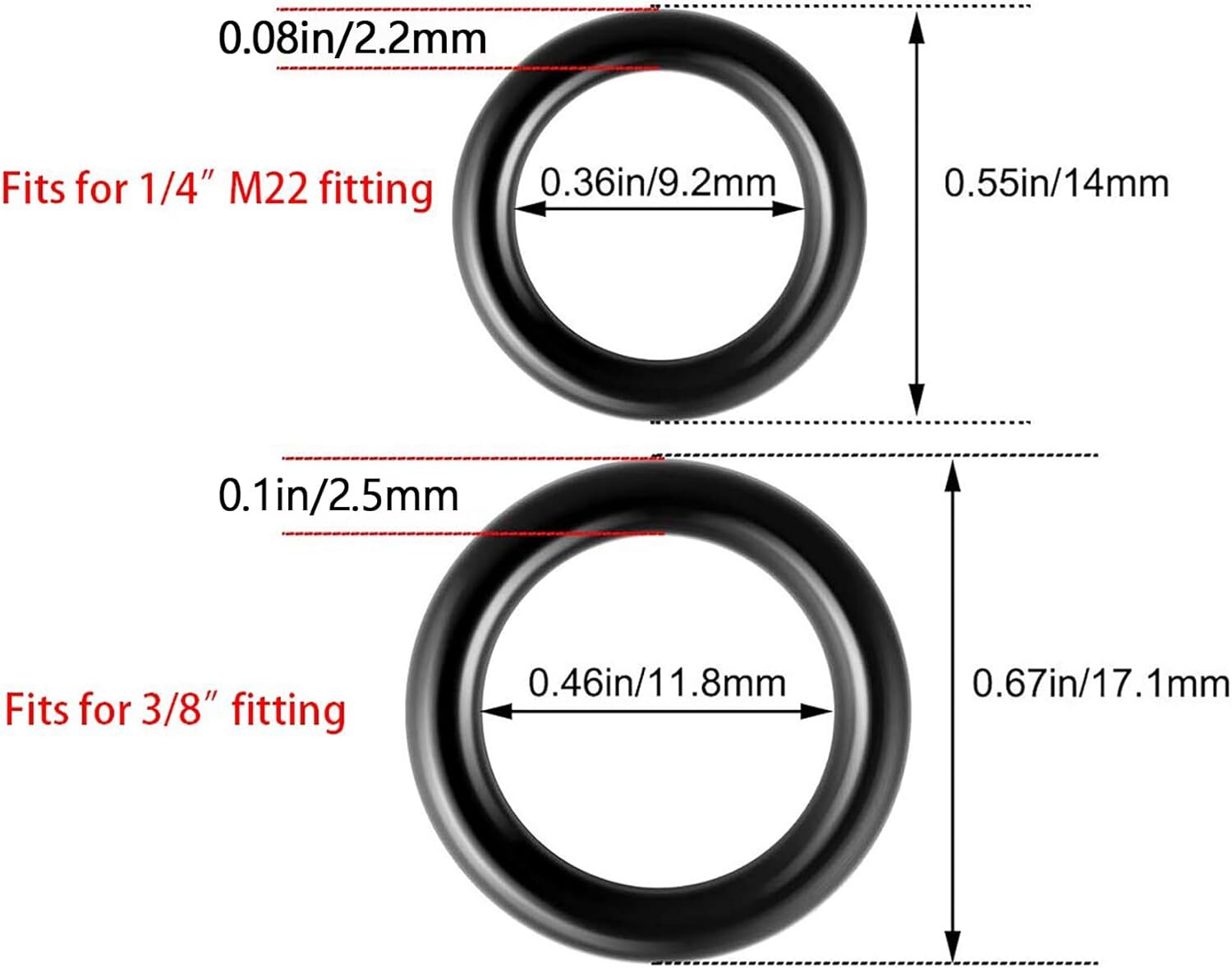 50 Pack O-Rings Power Pressure Washer Replacement for 1/4 inch, 3/8 inch, M22 Qu
