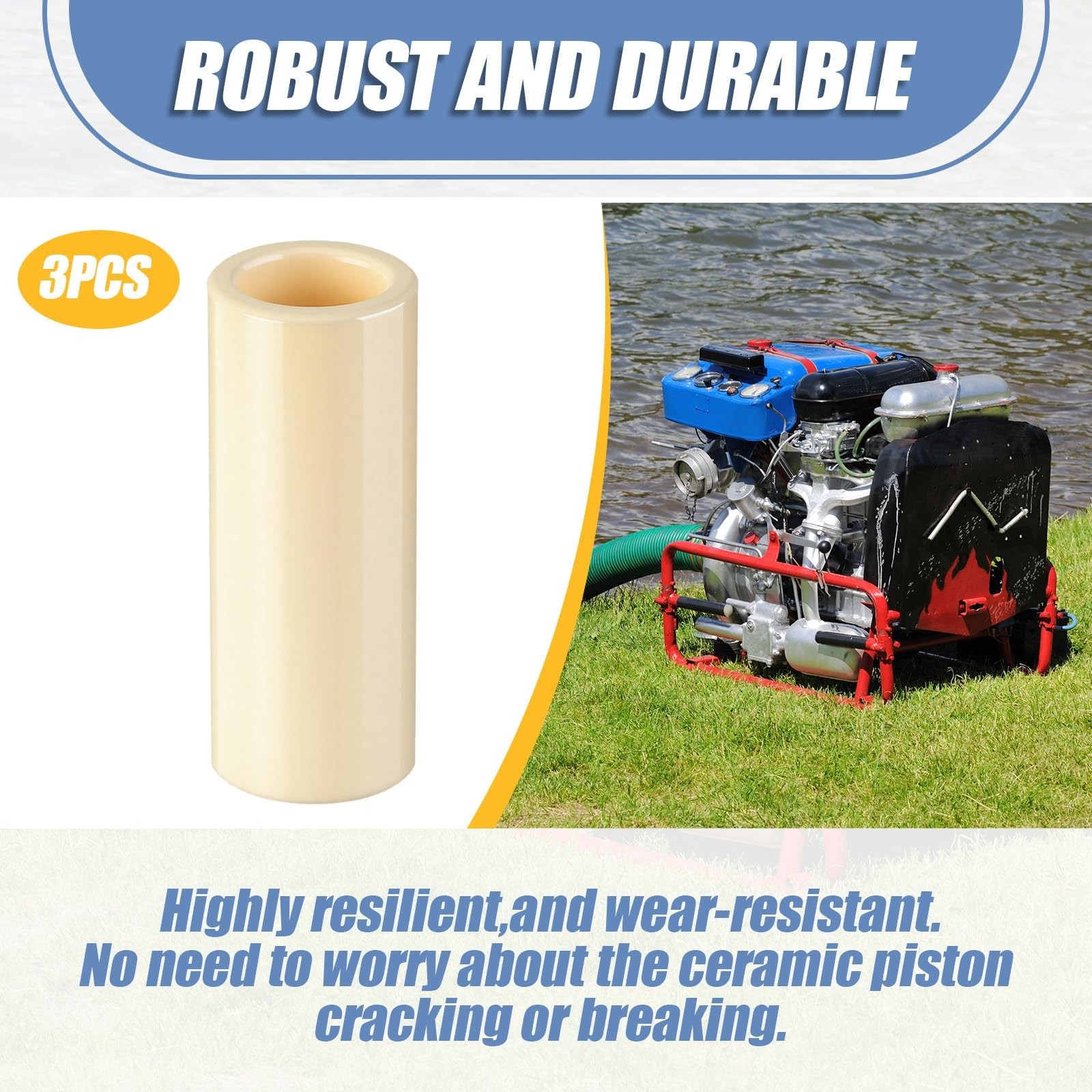 Treela 3 Pack Ceramic Piston 20x14x50mm Pressure Washer Pump Replacement