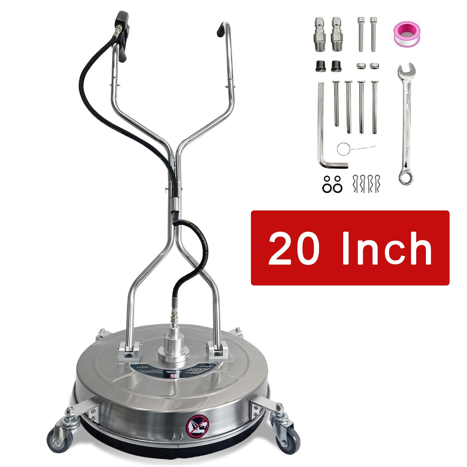 20″ Pressure Washer Surface Cleaner 4600PSI with 4 Wheels & Handle for Driveways