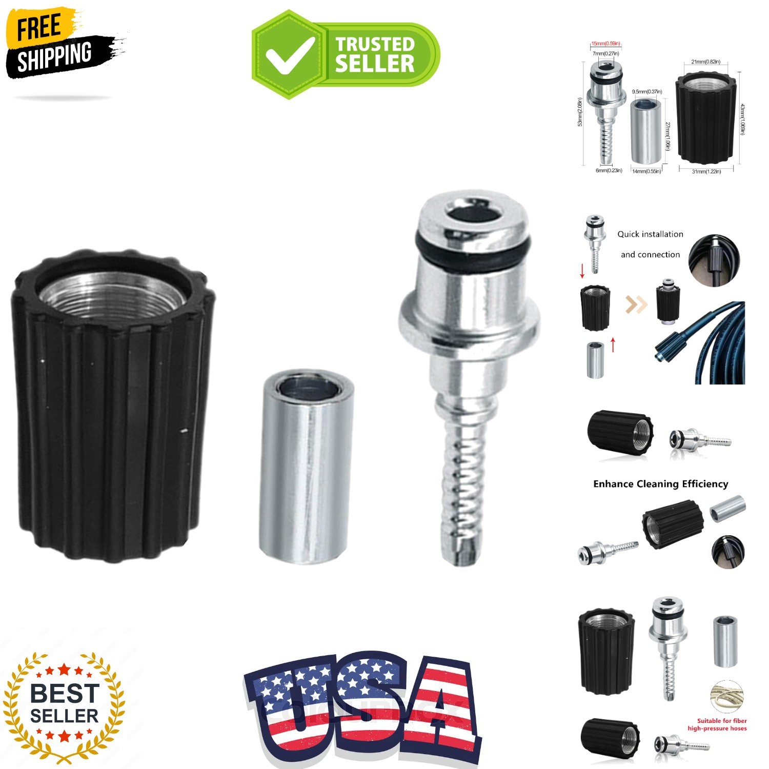 High Pressure Washer Hose Repair Kit, Hose Washers Insert Fittings Car Washer…