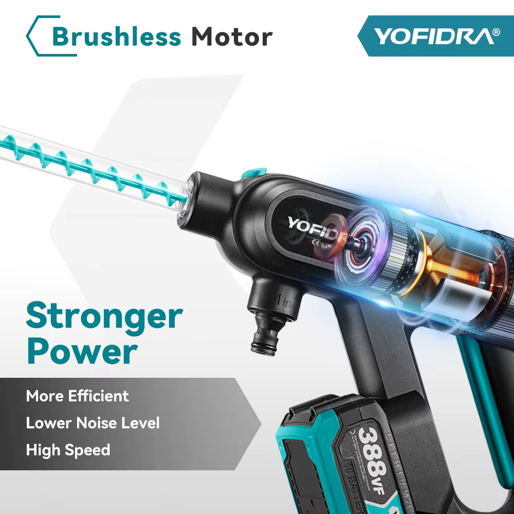 5-in-1 Brushless Cordless Car Pressure Washer 220Bar Makita 18V Battery