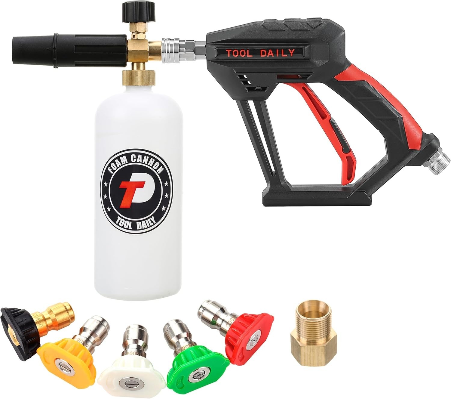 Compact Pressure Washer Foam Gun with 1/4″ Connector & 5 Interchangeable Tips