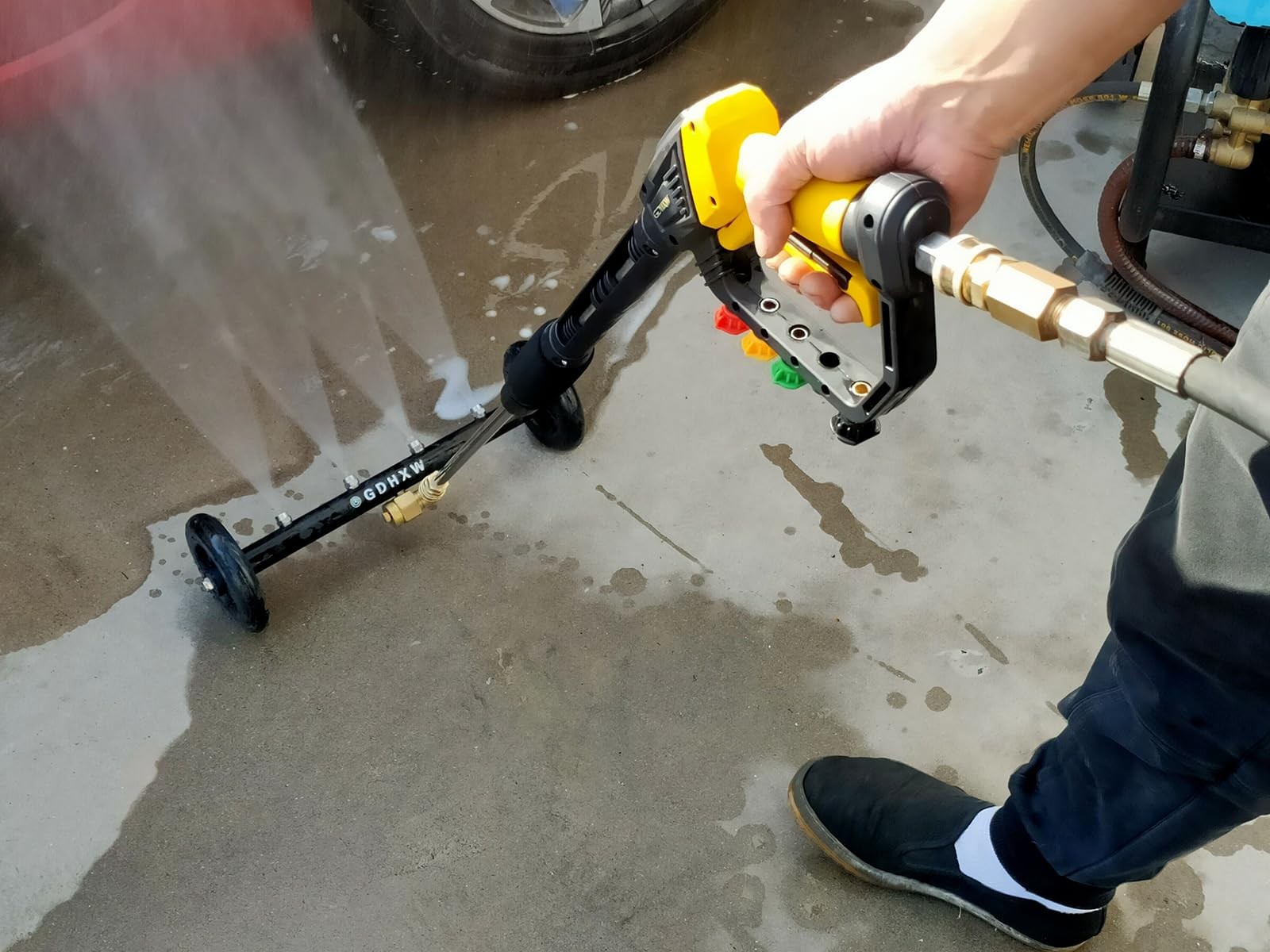 High Power Washer Gun Adjustable Extension Wand Quick Connection 5 Nozzles