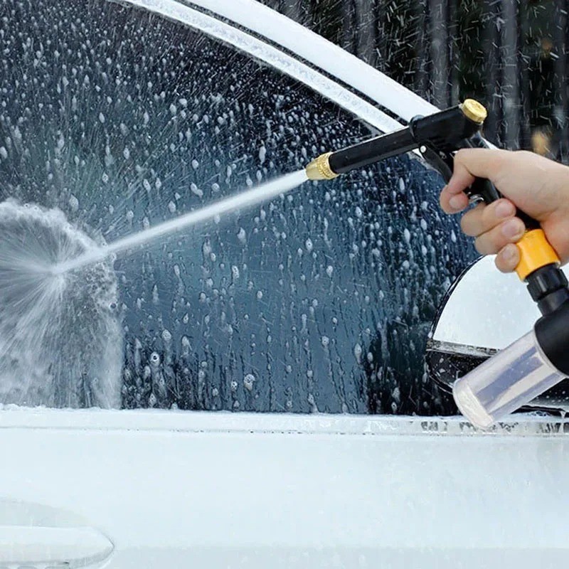 Portable High-Pressure Water Gun Car Wash Cleaner & Garden Hose Nozzle with Foam