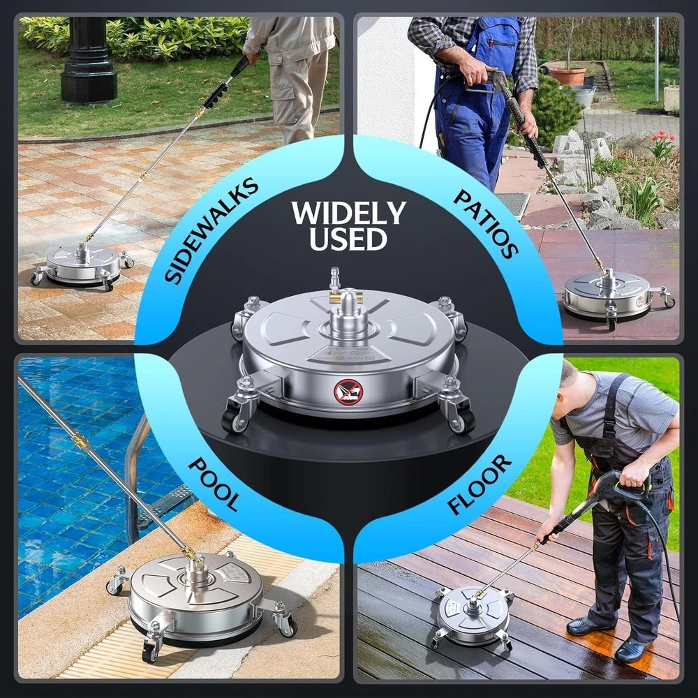 14″ Pressure Washer Surface Cleaner 4500 PSI with 304 Industrial-Grade Stainless