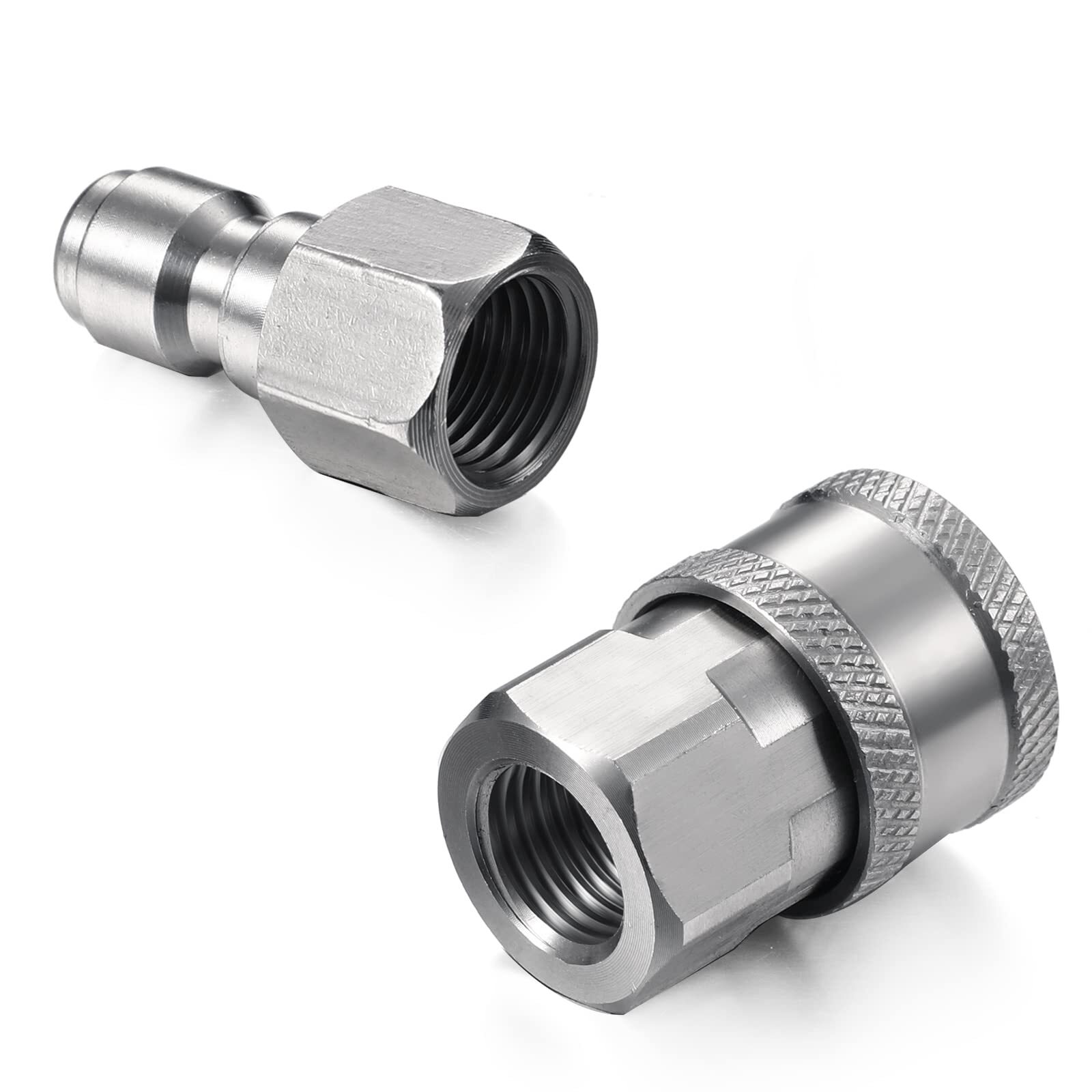 2 Sets NPT 1/4 Inch Pressure Washer Coupler Quick Connect Plug Male Female