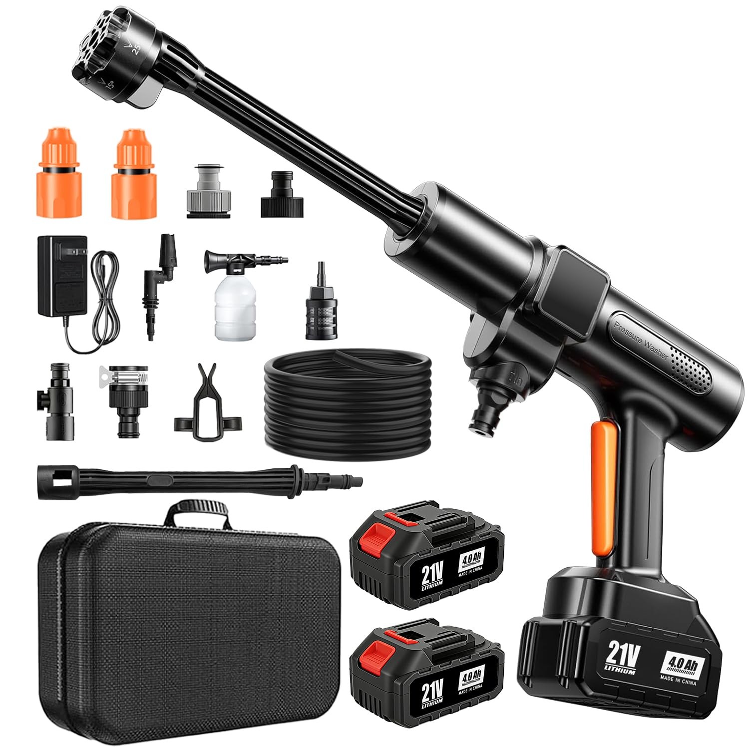 Best Cordless Pressure Washer, 1500 PSI Max Power Washer with 2×4.0Ah 21V Large