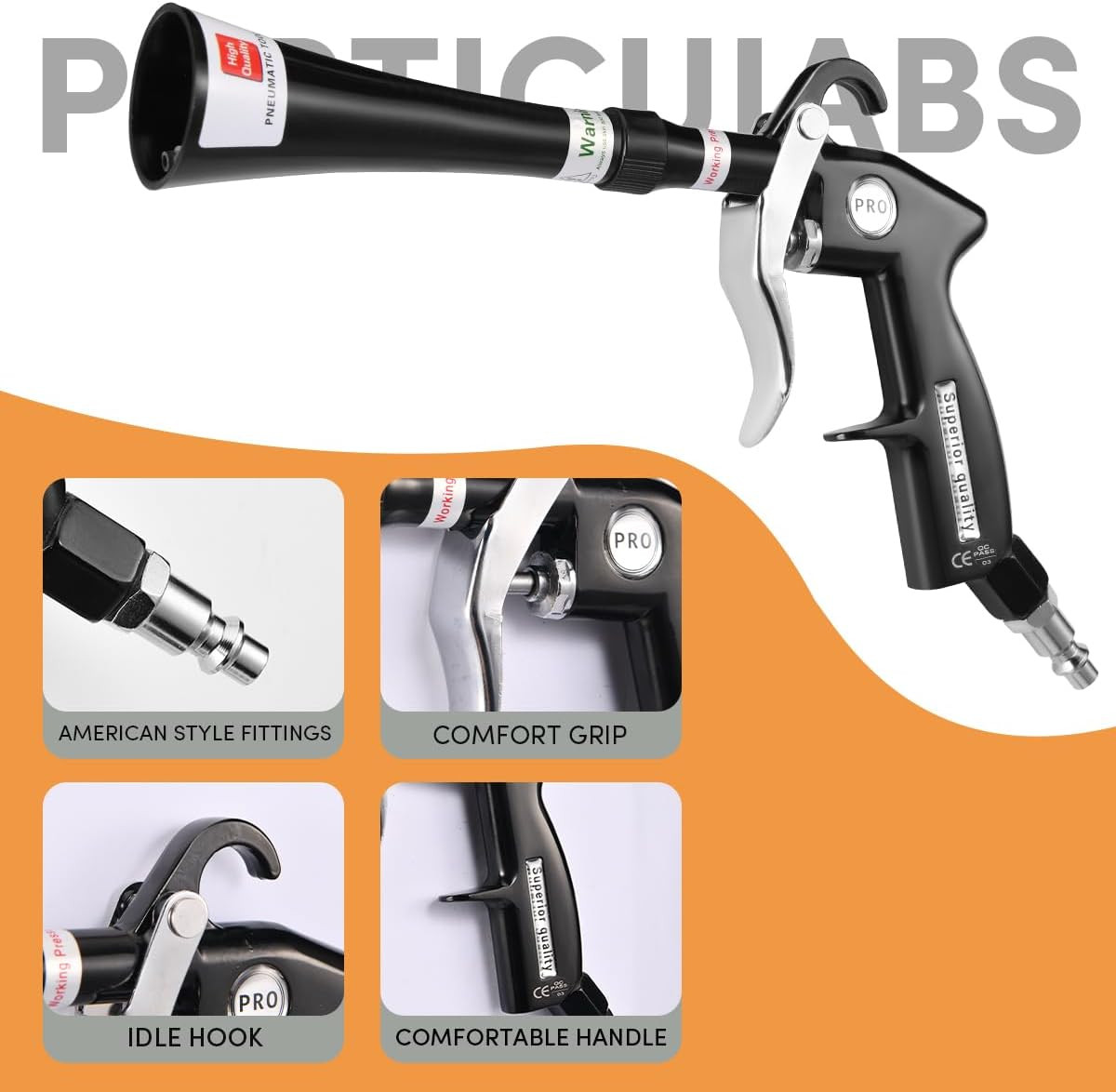 Tornado Air Blow Gun for Car Detailing – High Pressure Dry Cleaning Gun with Bra