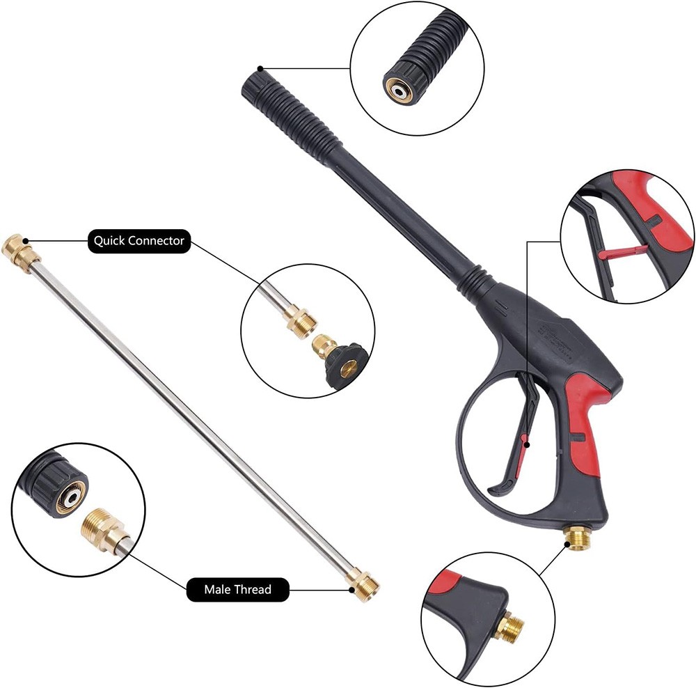 Industrial Grade Washer Gun 4000 PSI 19″ Lance 5 Nozzles Compatible with Simpson