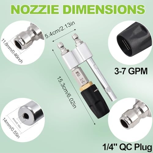 2-in-1 Soft Wash Nozzle, M5 Twist Shooter Tips, 0-60° Adjustable Spray, 1700-600