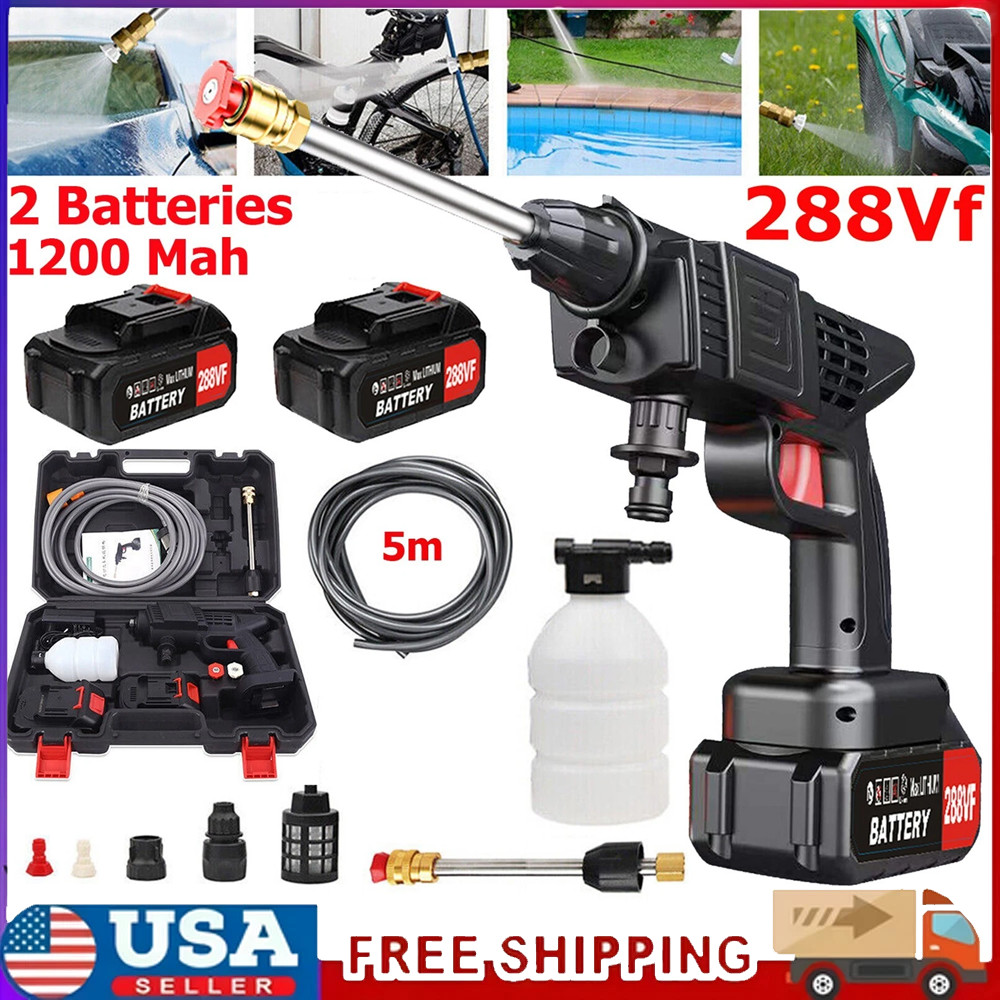 Portable Cordless Electric High Pressure Water Spray Gun Car Washer Cleaner Tool