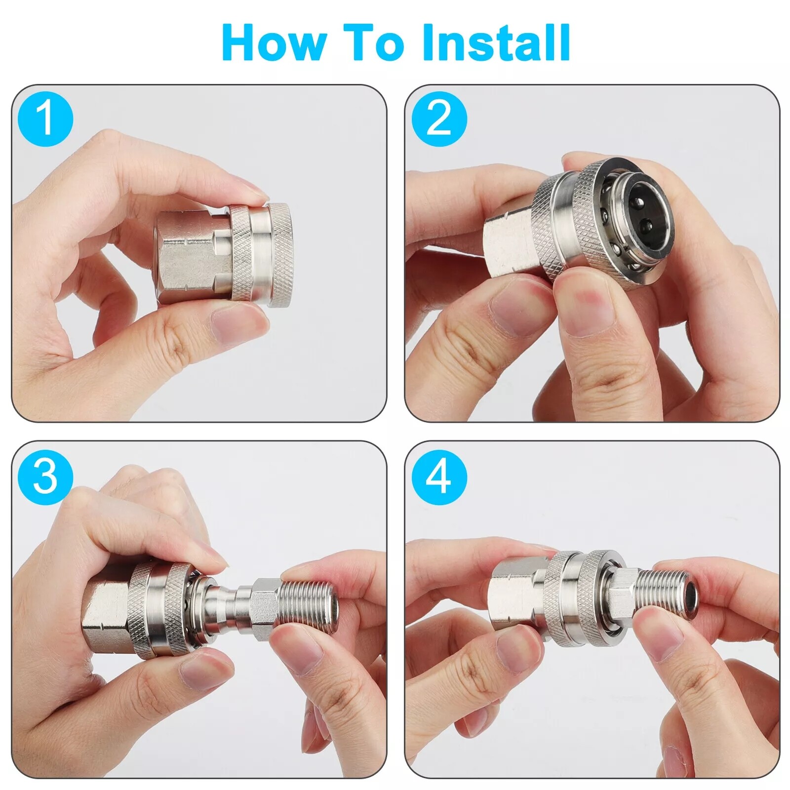 4Pcs 3/8″ NPT Stainless Steel Quick Connect Fitting Pressure Washer Adapter Set
