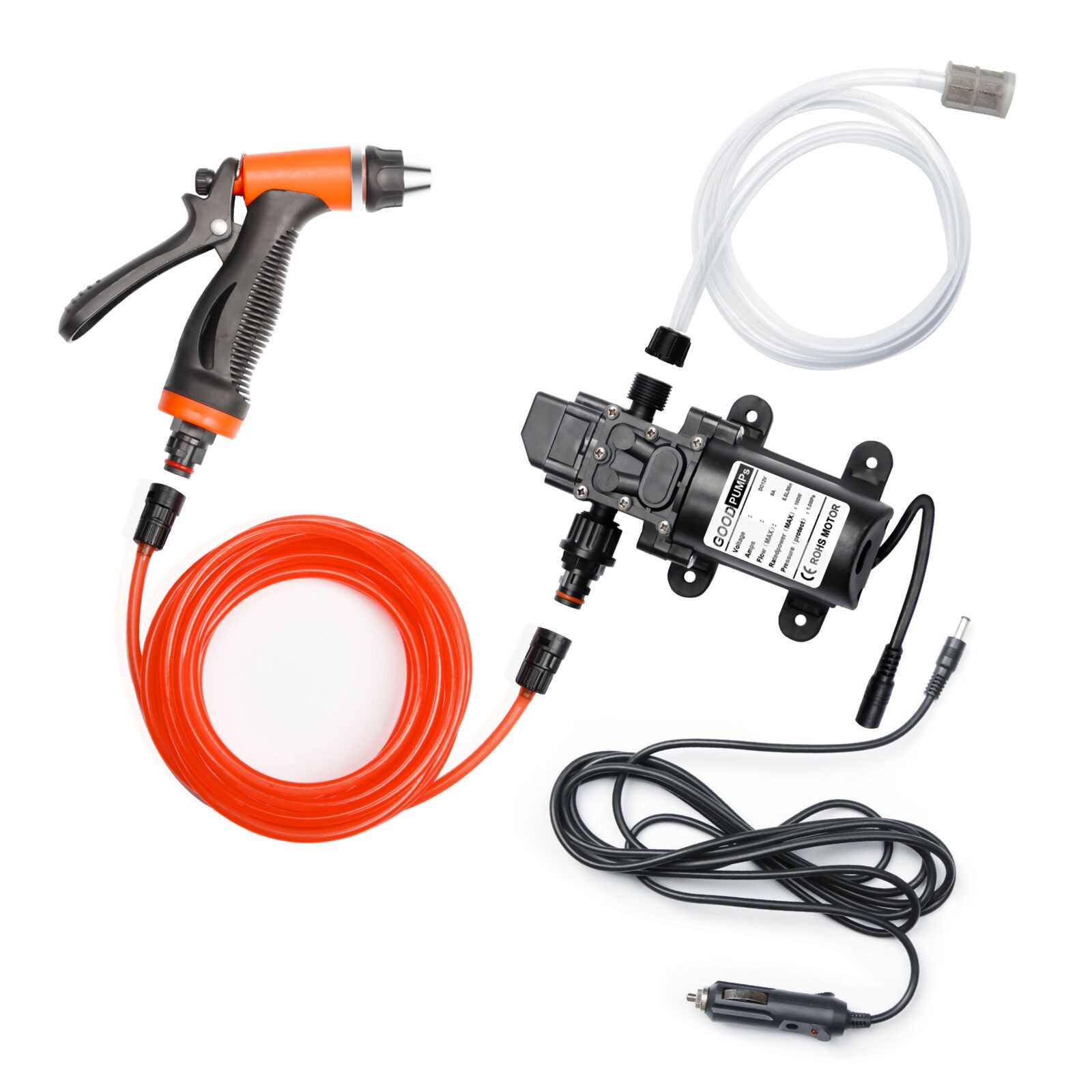12V 160PSI Washdown Wash Pump Kit Electric DIY Car Washer Cleaner Sprayer Tool