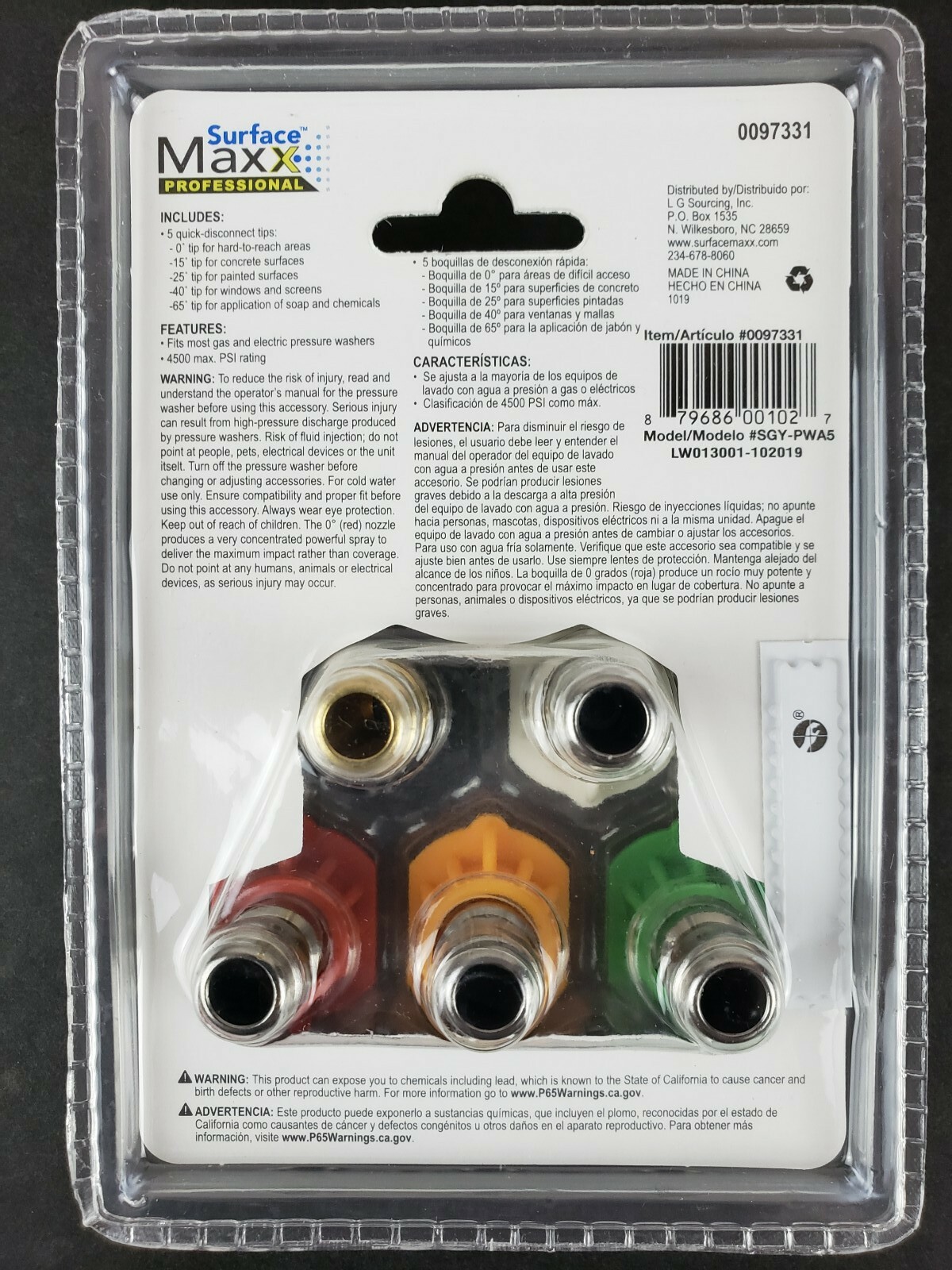 Surface Maxx Professional Spray Tips 5 Pack 0097331 (Gas-Electric) 4500 PSI