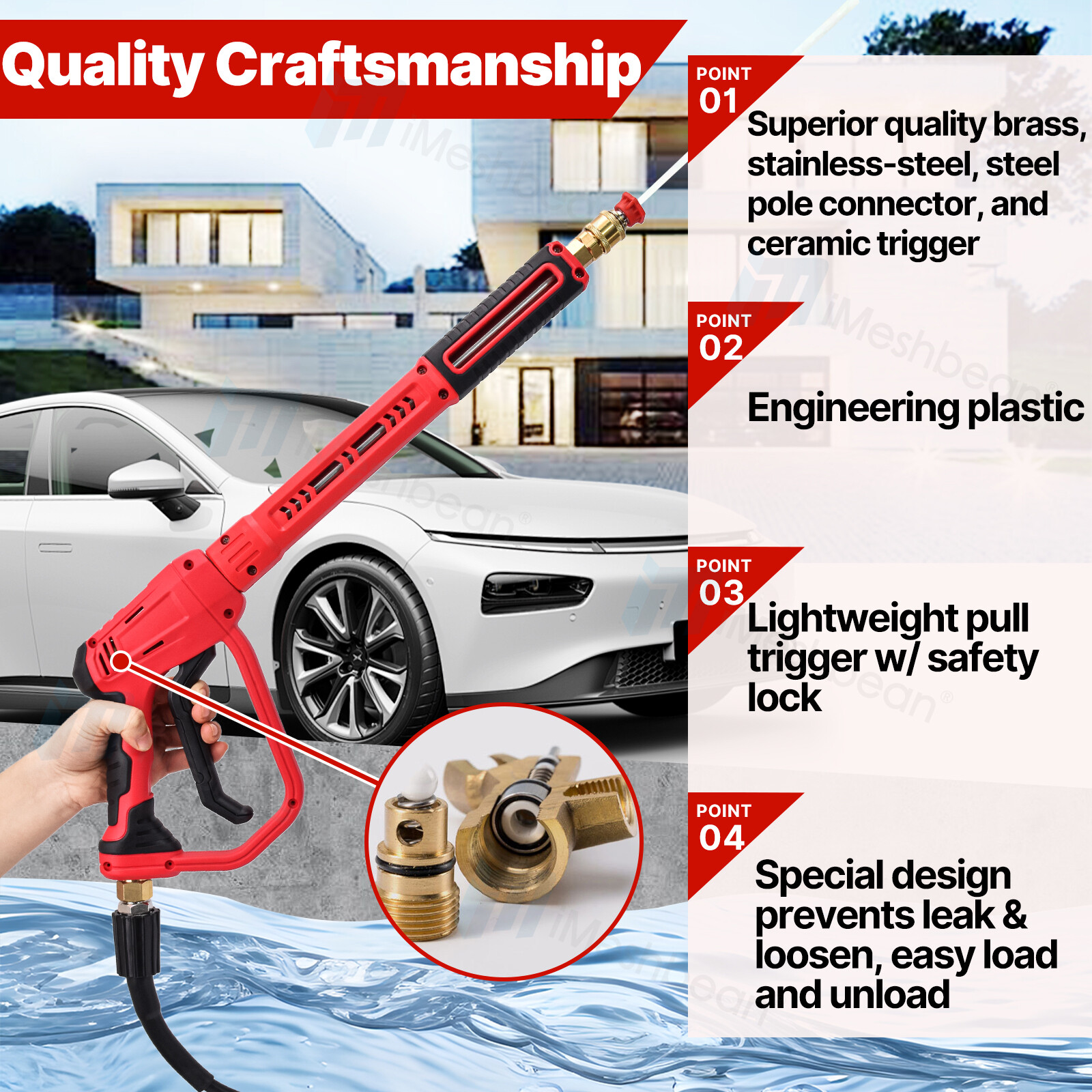 High Pressure 4000PSI Car Power Washer Gun Spray Wand Lance Nozzle 25/50′ Hose
