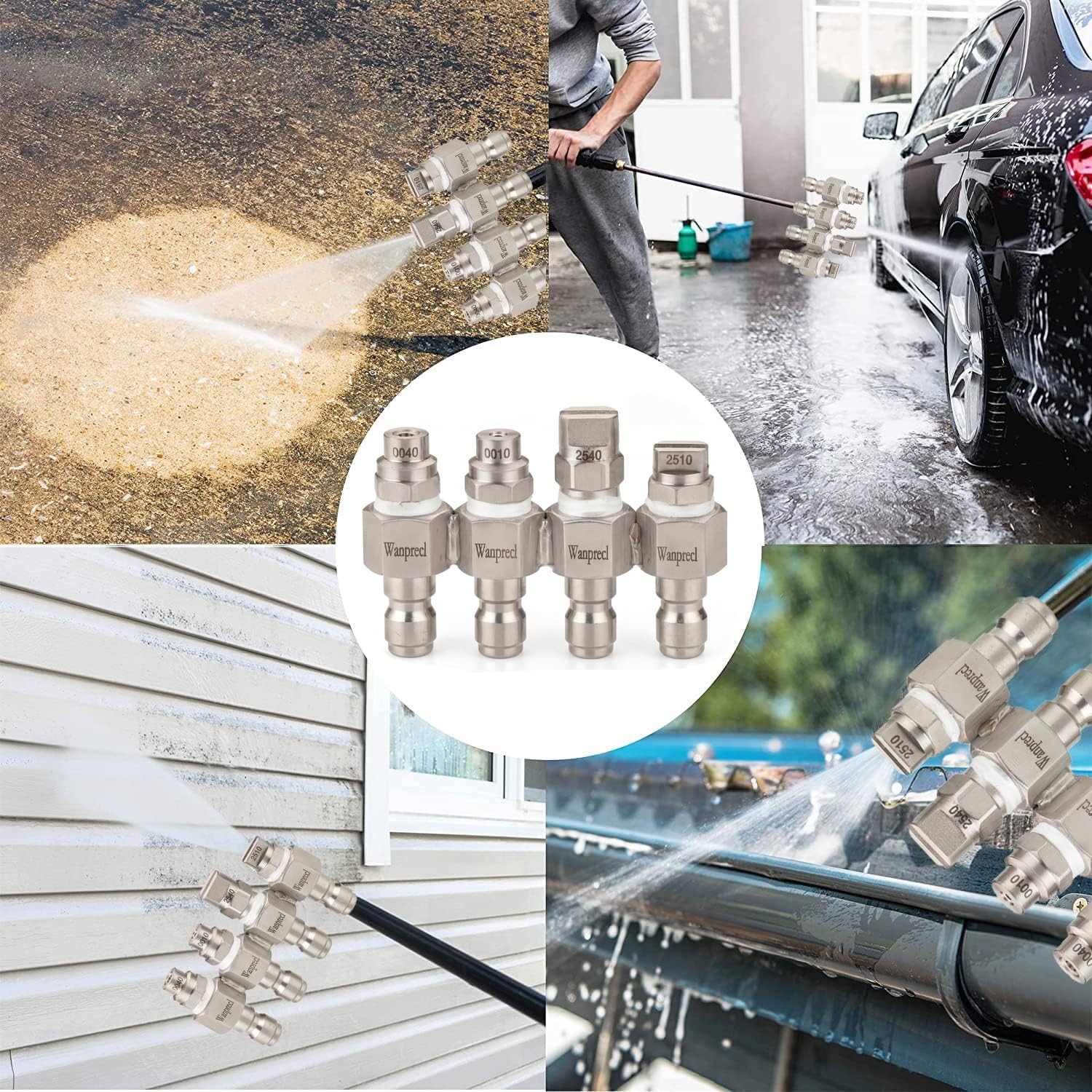 Jrod Pressure Washer Nozzles Set Up To 4000 PSI | 4 GPM 4 GPM, Silver