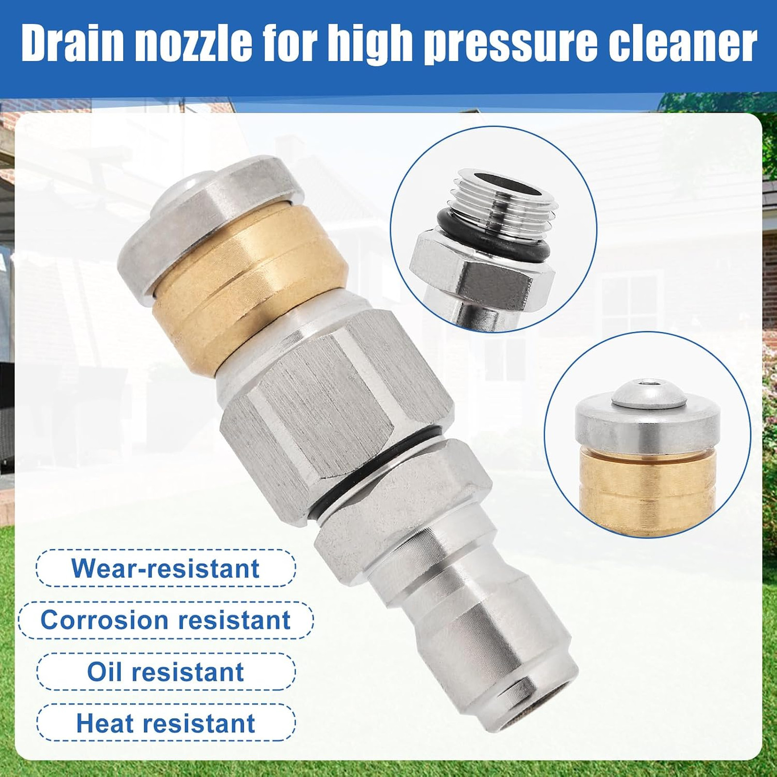 10pcs Sewer Jetter Nozzle Kit Stainless Steel, Pressure Washer Sewer Jetter
